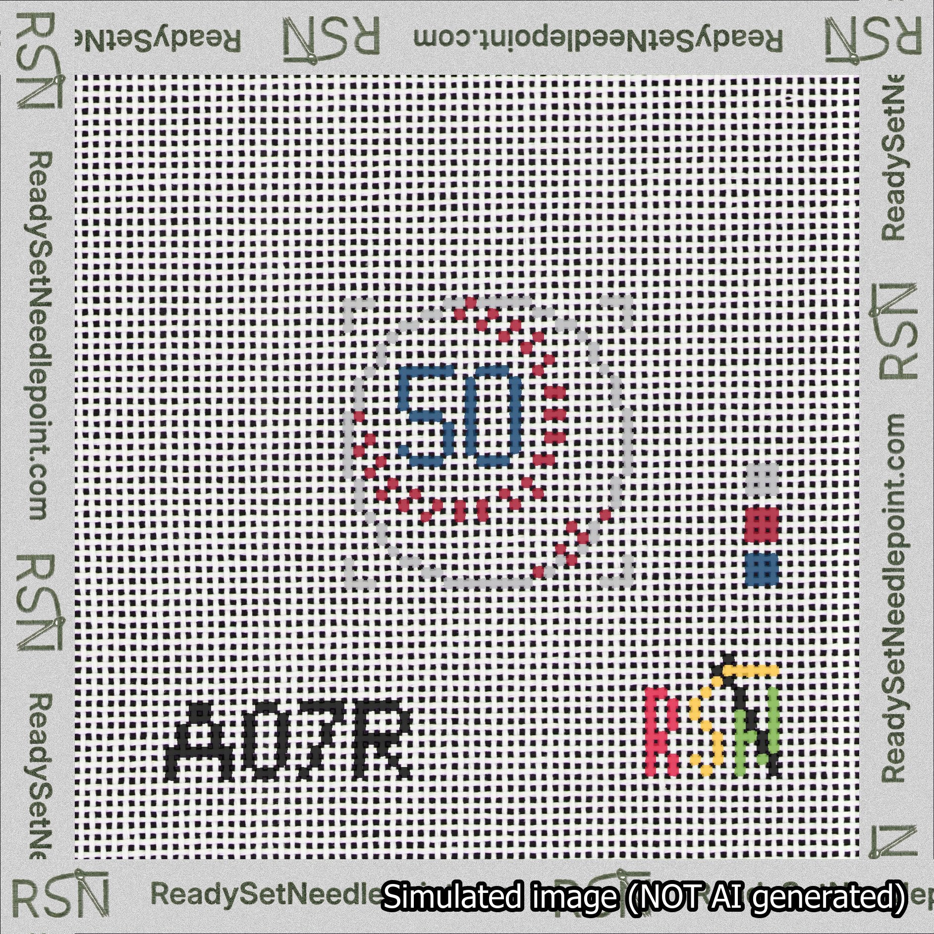 Baseball Bag Charm Blue 50-99 Needlepoint Canvas Design