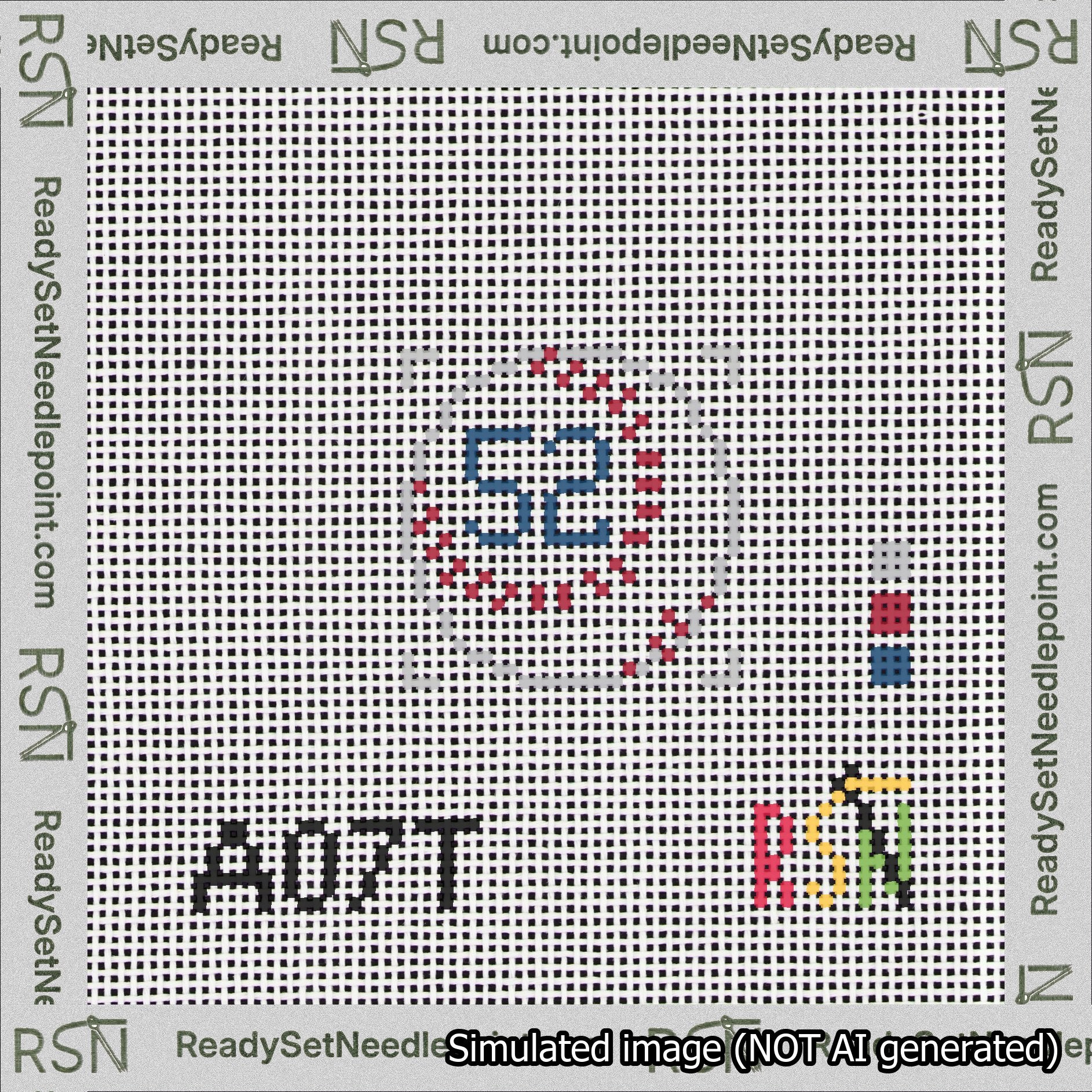 Baseball Bag Charm Blue 50-99 Needlepoint Canvas Design