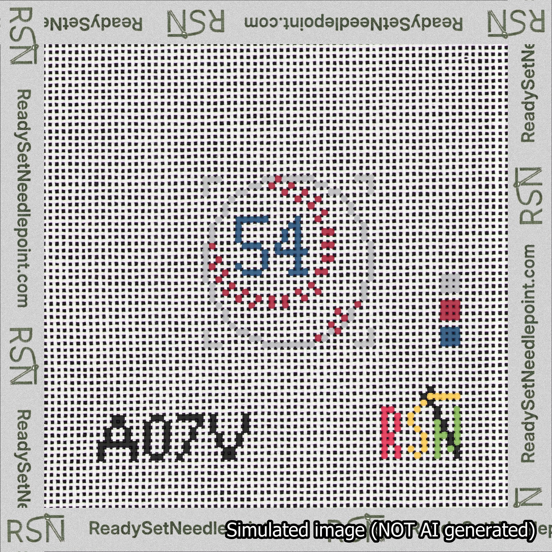 Baseball Bag Charm Blue 50-99 Needlepoint Canvas Design