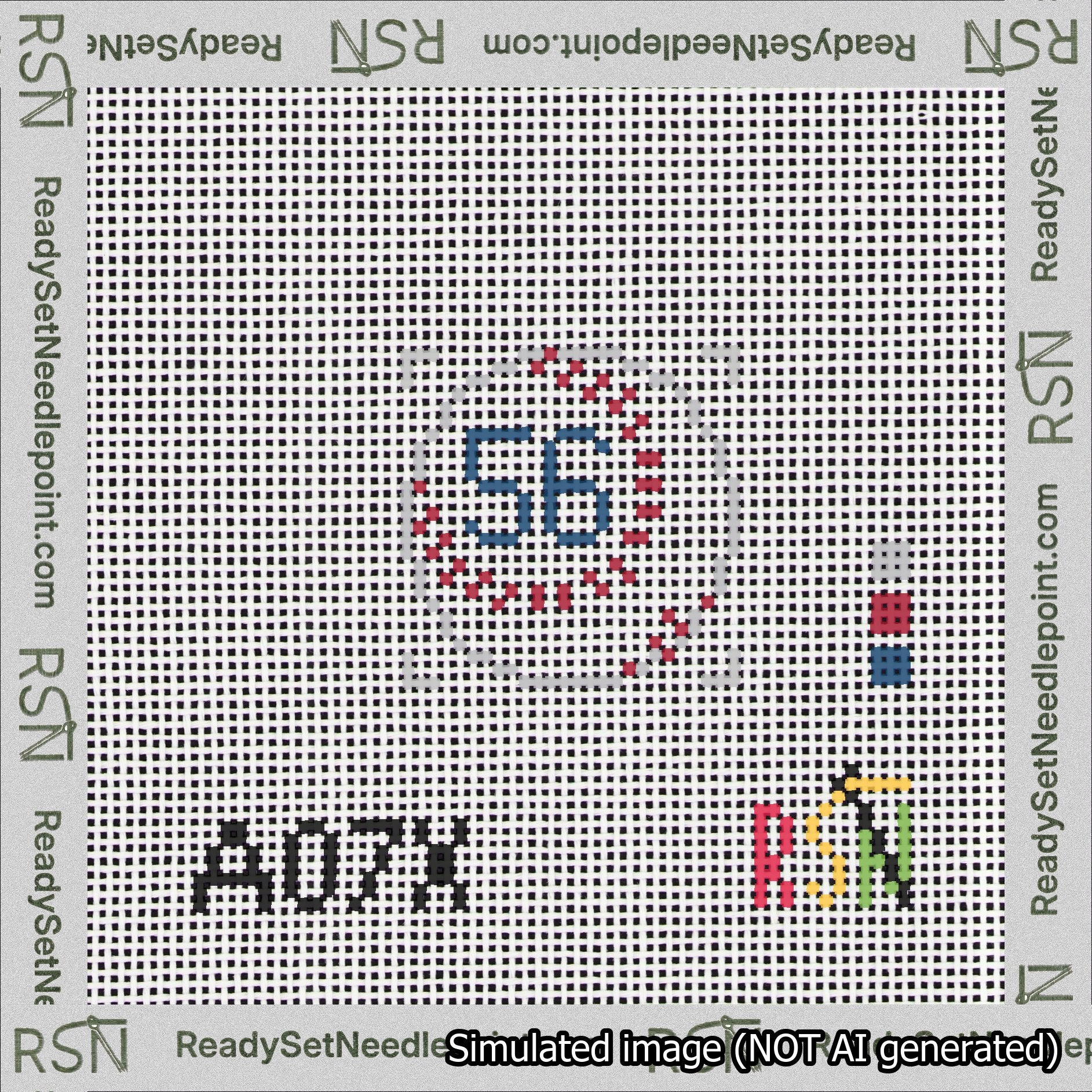 Baseball Bag Charm Blue 50-99 Needlepoint Canvas Design