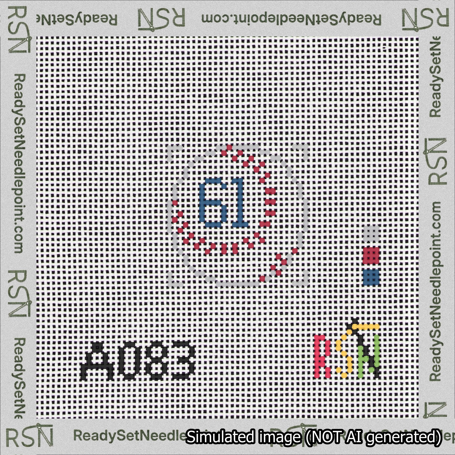 Baseball Bag Charm Blue 50-99 Needlepoint Canvas Design