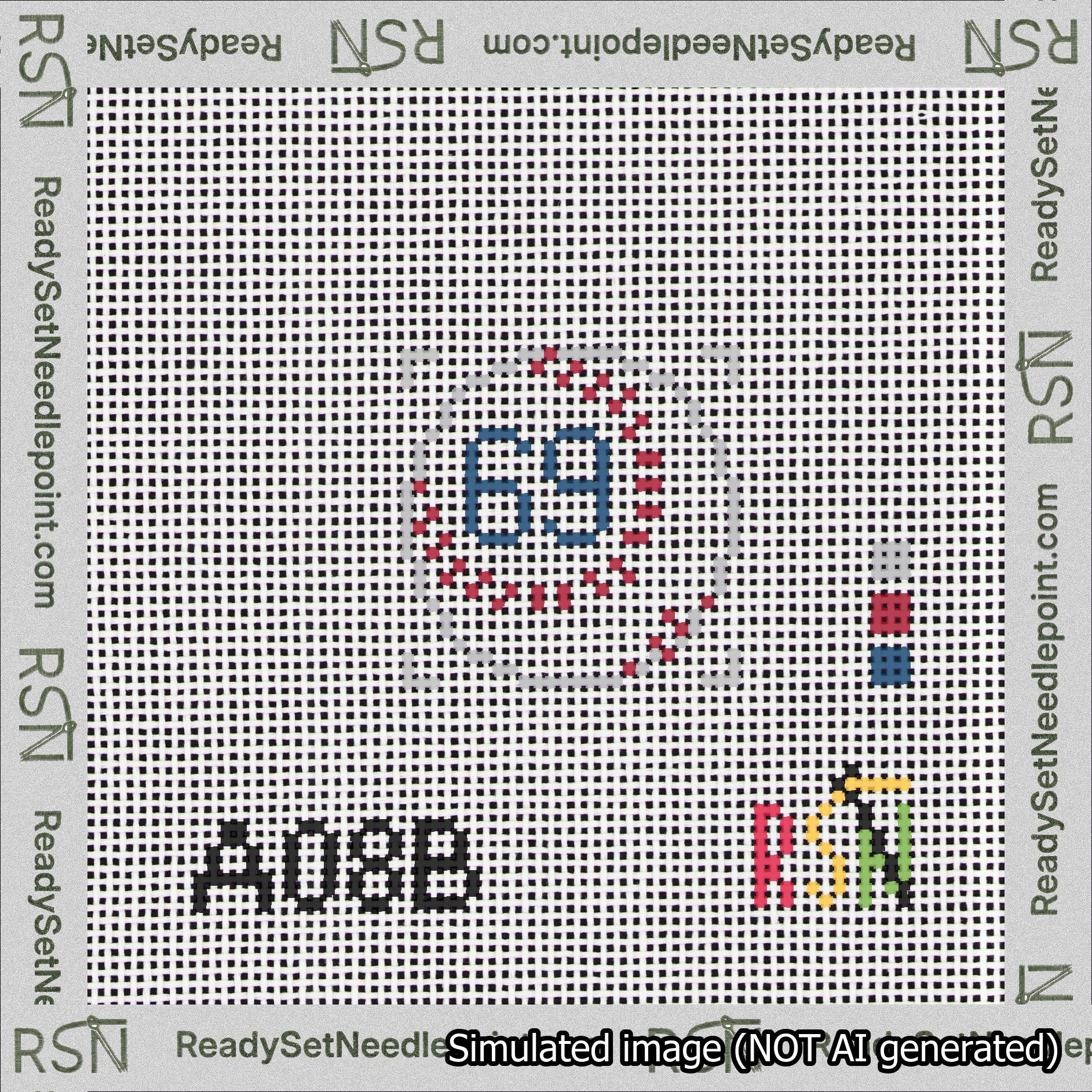 Baseball Bag Charm Blue 50-99 Needlepoint Canvas Design