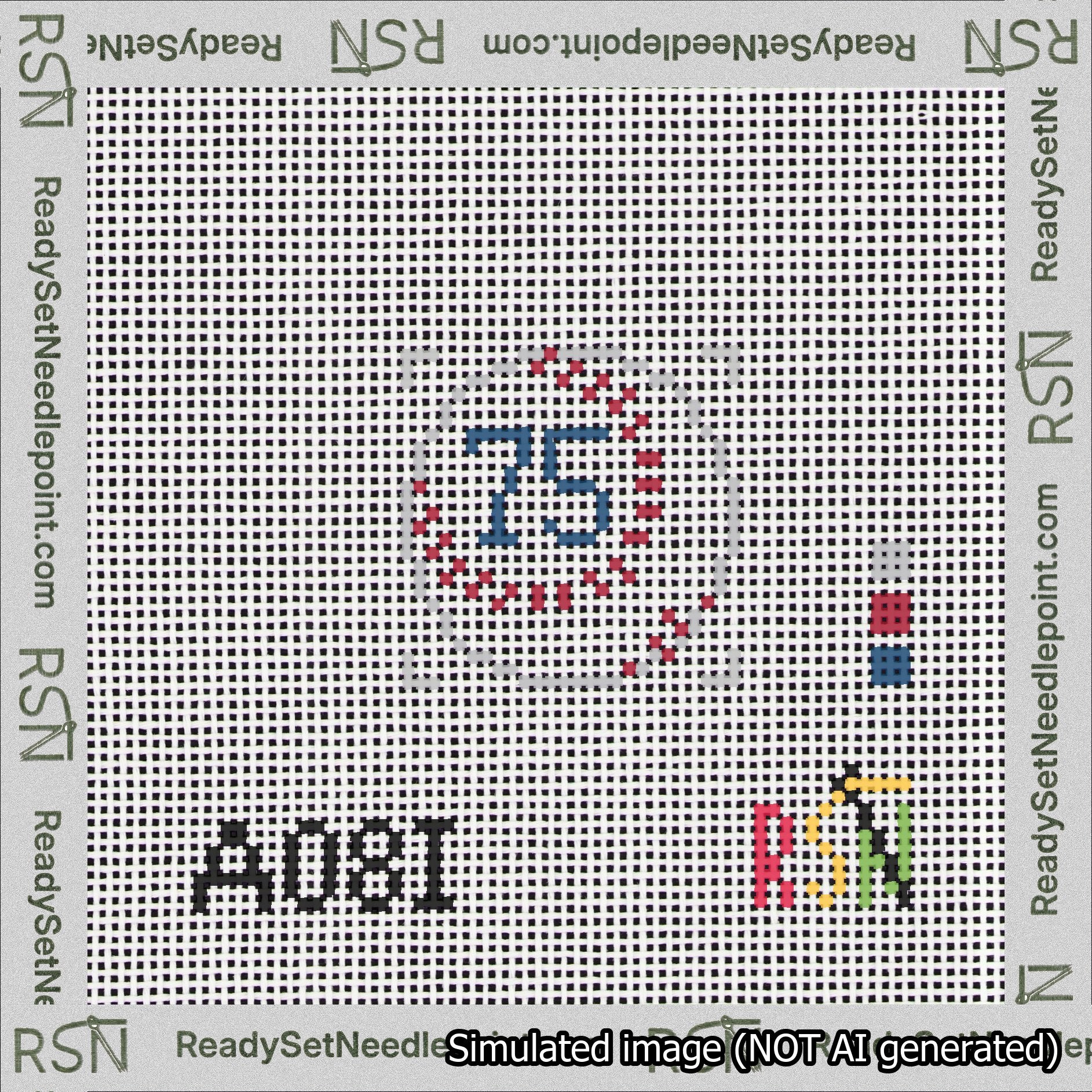 Baseball Bag Charm Blue 50-99 Needlepoint Canvas Design