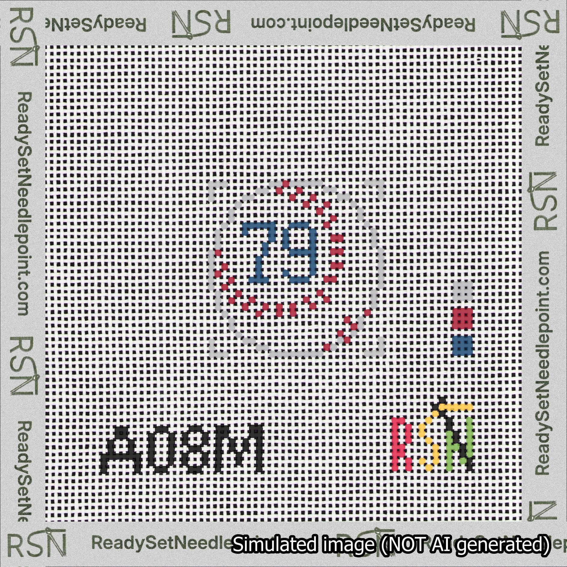 Baseball Bag Charm Blue 50-99 Needlepoint Canvas Design