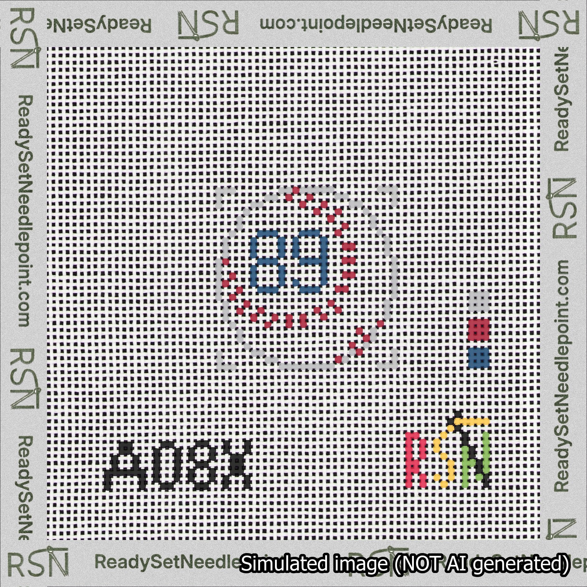 Baseball Bag Charm Blue 50-99 Needlepoint Canvas Design