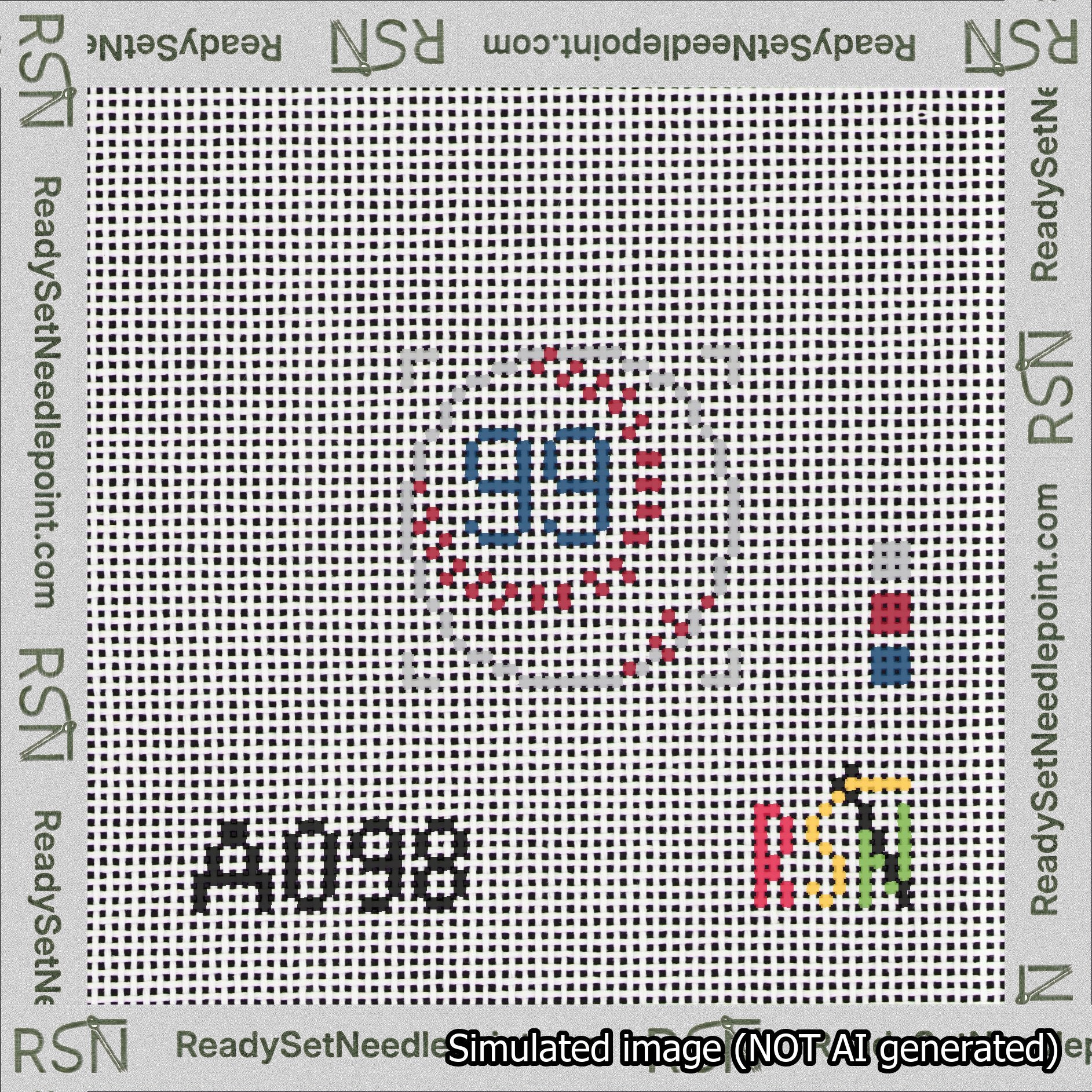 Baseball Bag Charm Blue 50-99 Needlepoint Canvas Design