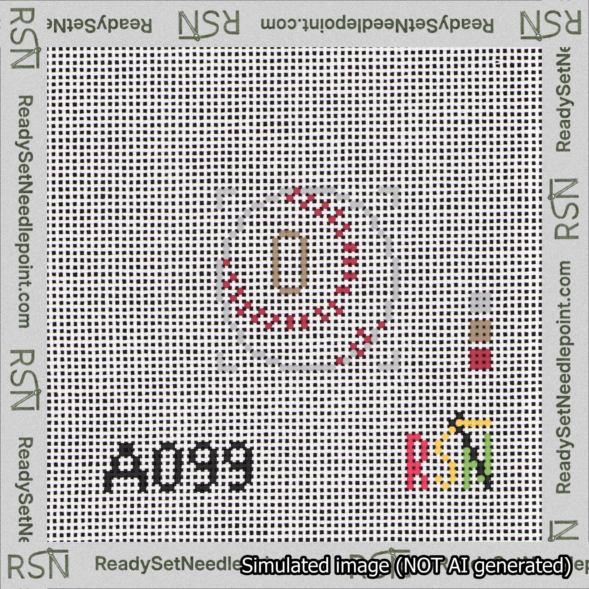 Baseball Bag Charm Brown 0-49 Needlepoint Canvas Design