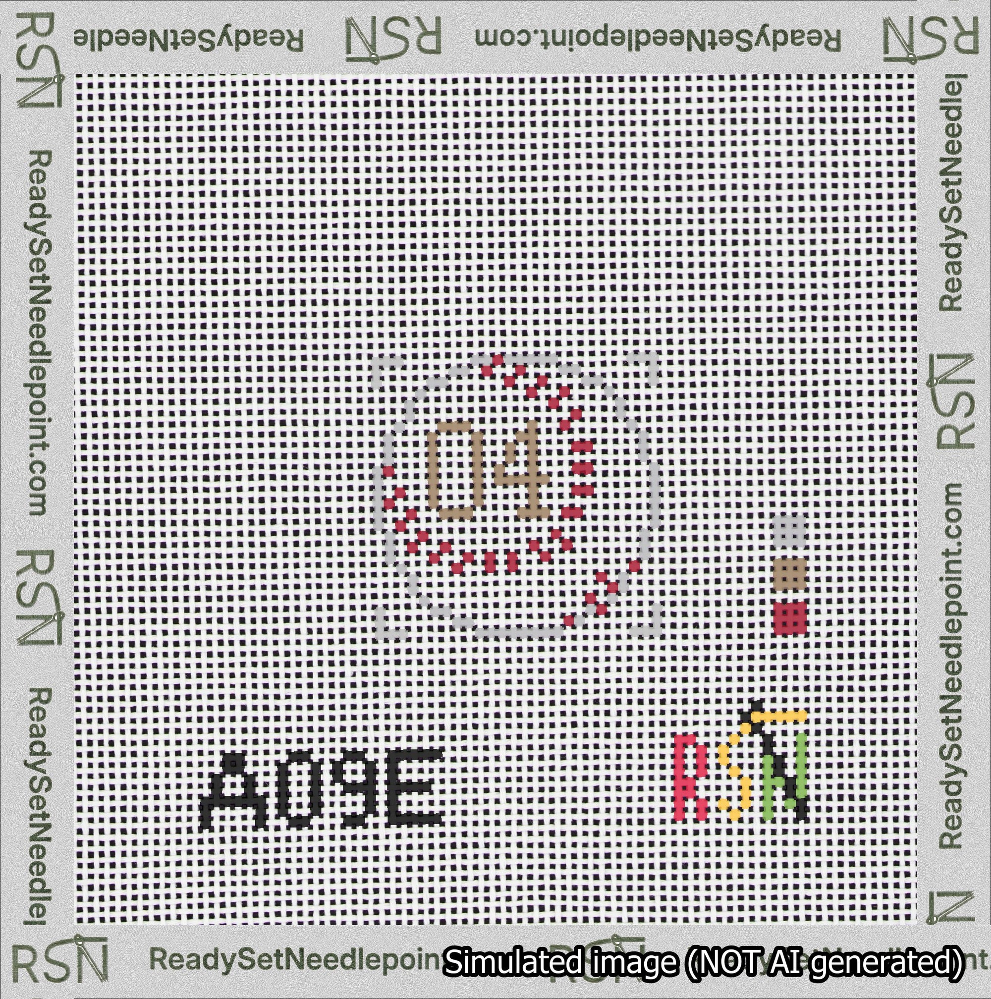 Baseball Bag Charm Brown 0-49 Needlepoint Canvas Design