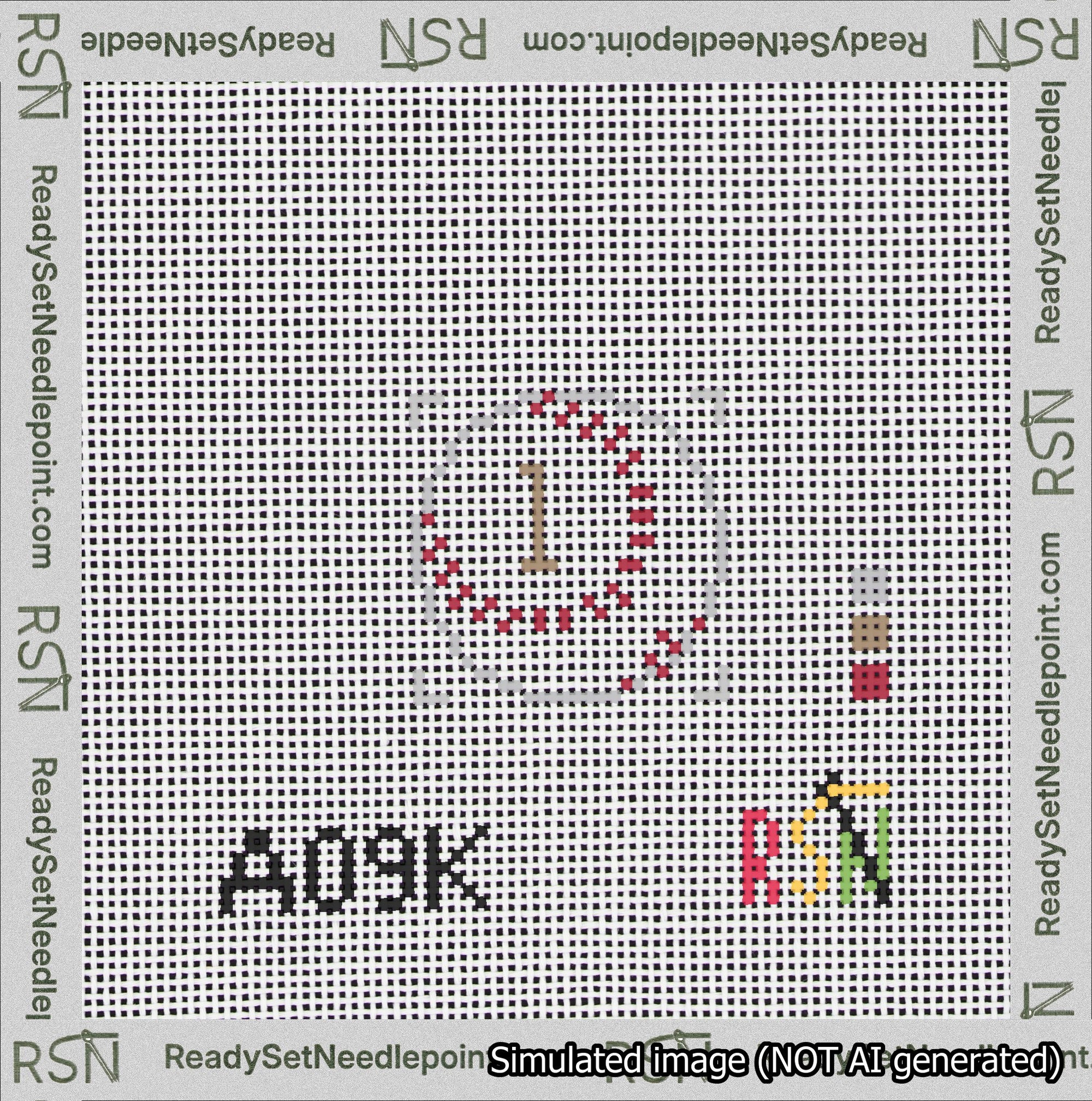 Baseball Bag Charm Brown 0-49 Needlepoint Canvas Design