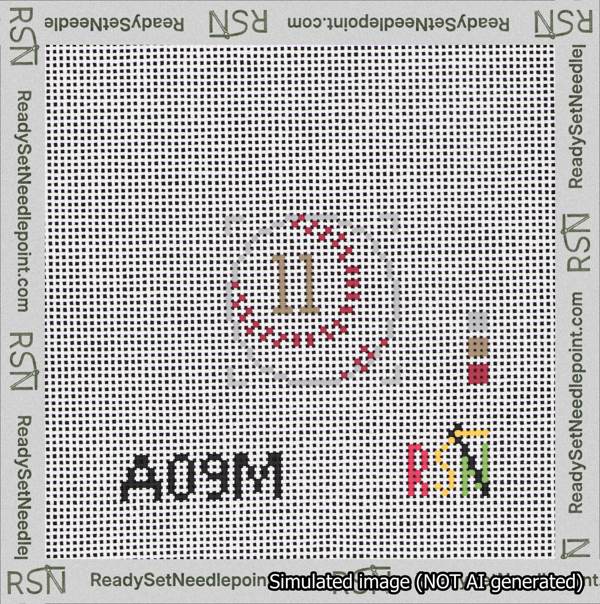 Baseball Bag Charm Brown 0-49 Needlepoint Canvas Design