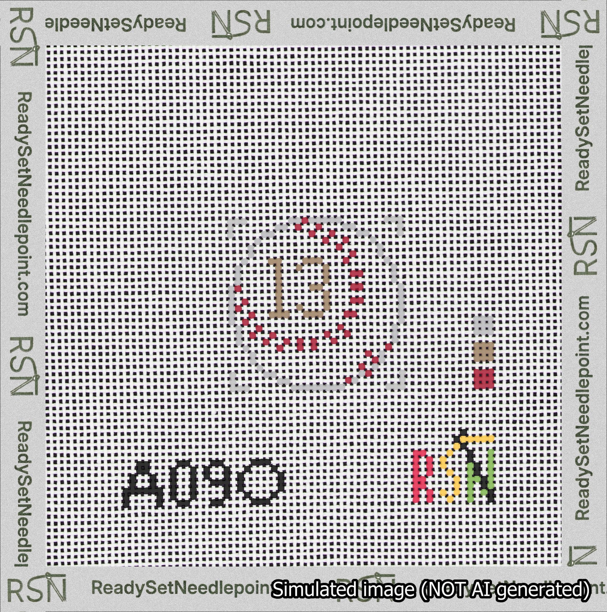 Baseball Bag Charm Brown 0-49 Needlepoint Canvas Design