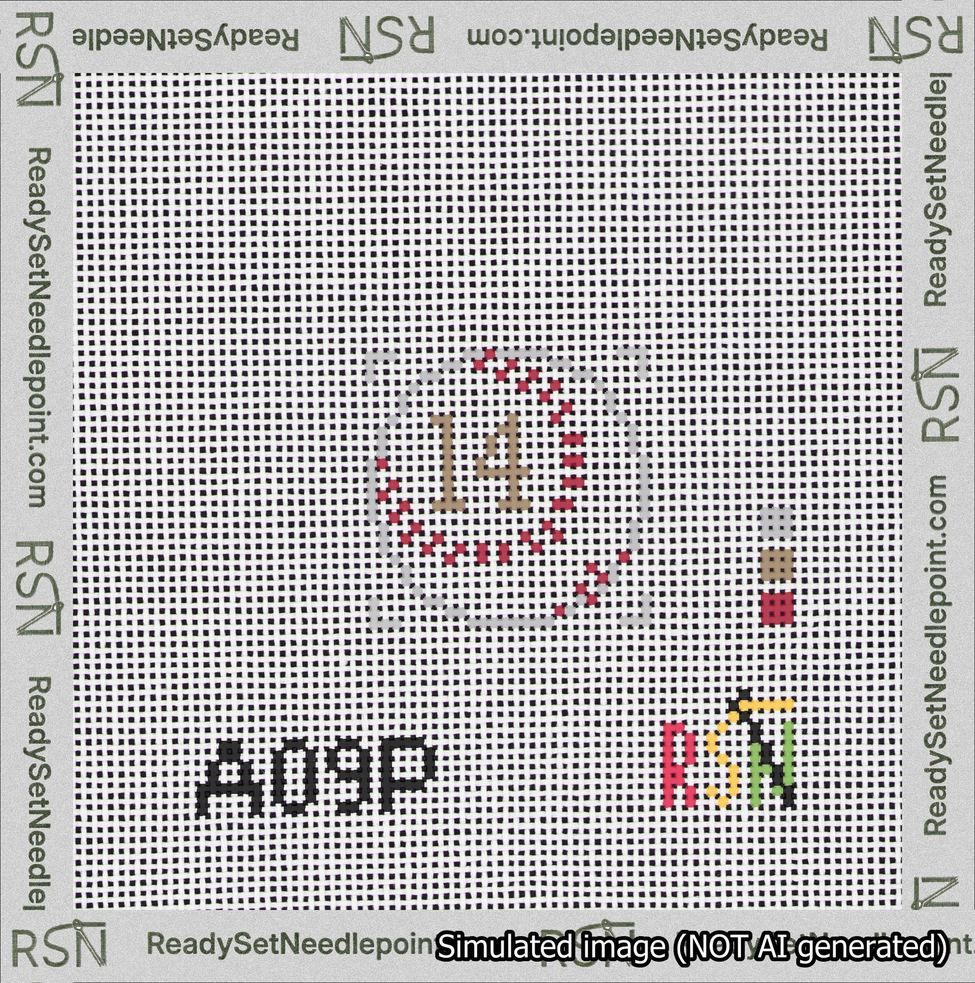 Baseball Bag Charm Brown 0-49 Needlepoint Canvas Design