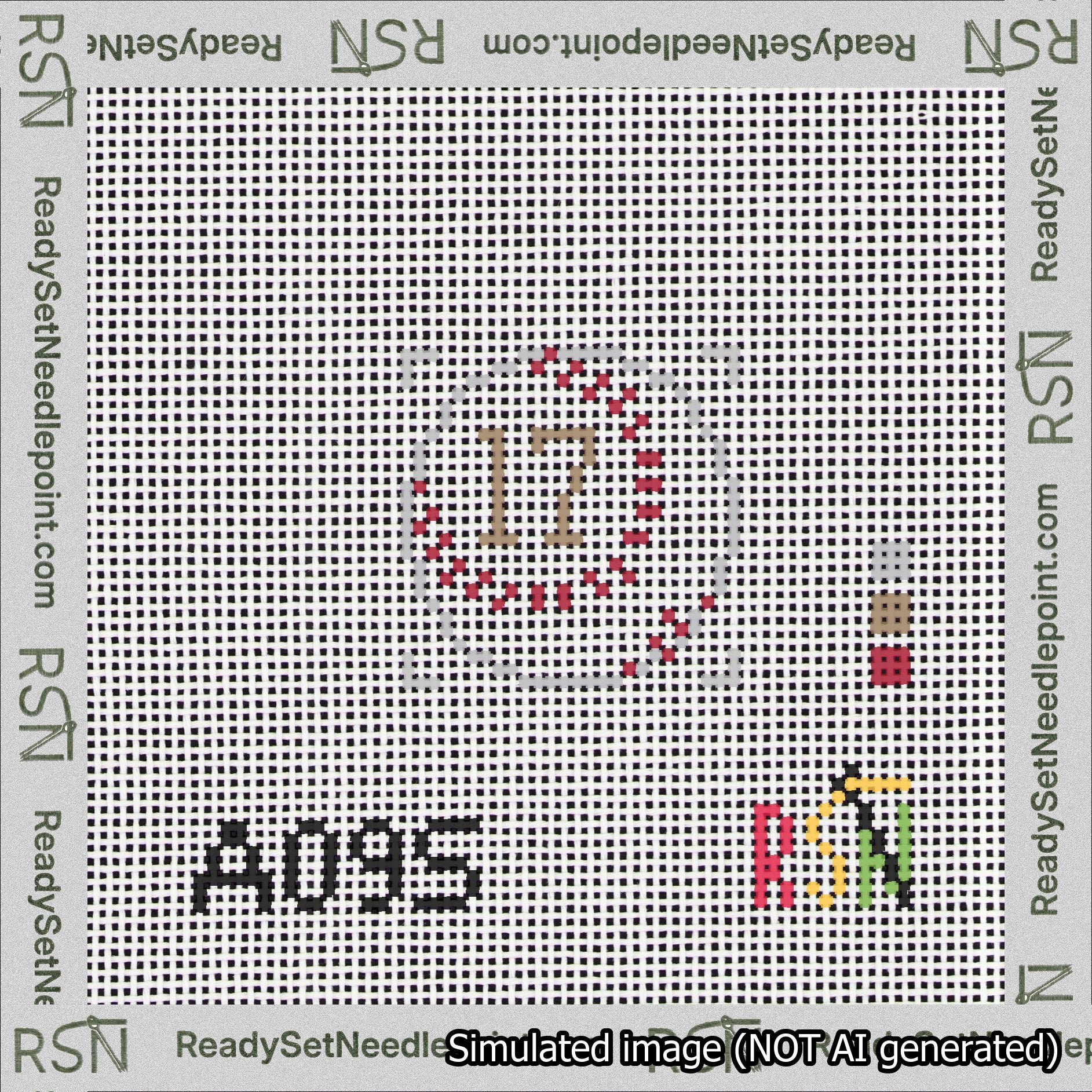 Baseball Bag Charm Brown 0-49 Needlepoint Canvas Design