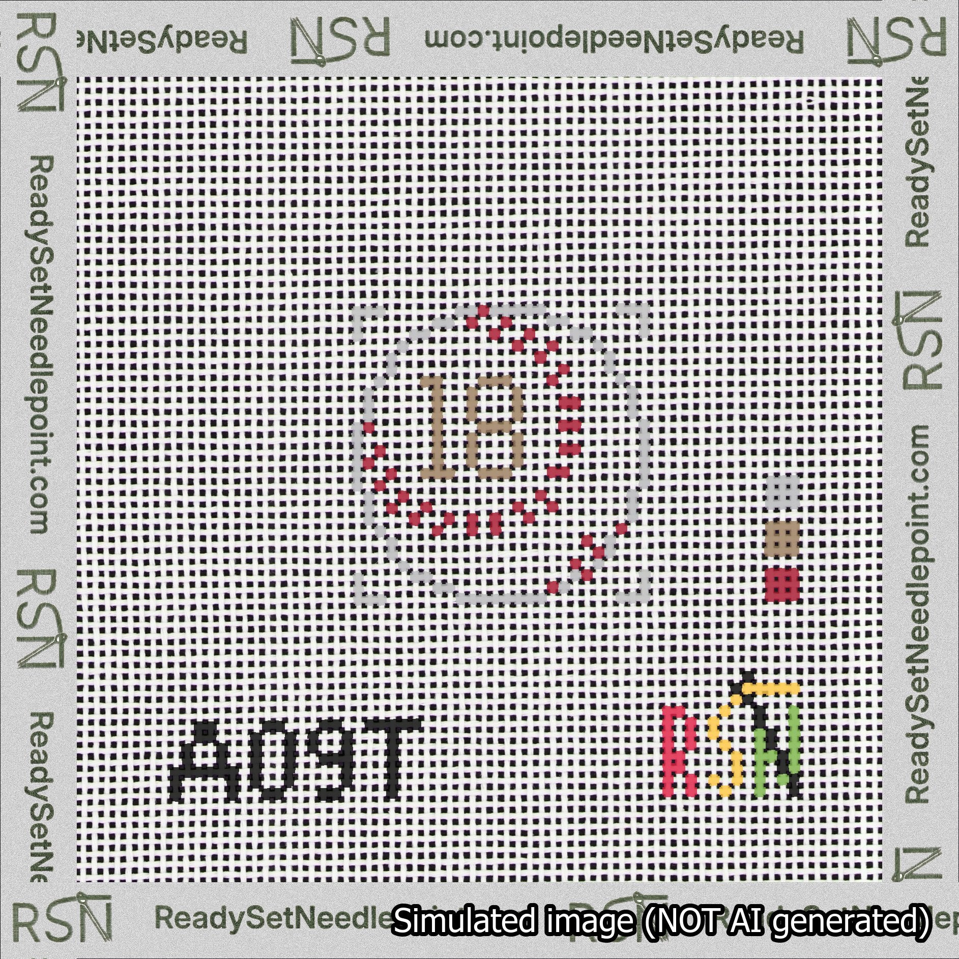 Baseball Bag Charm Brown 0-49 Needlepoint Canvas Design