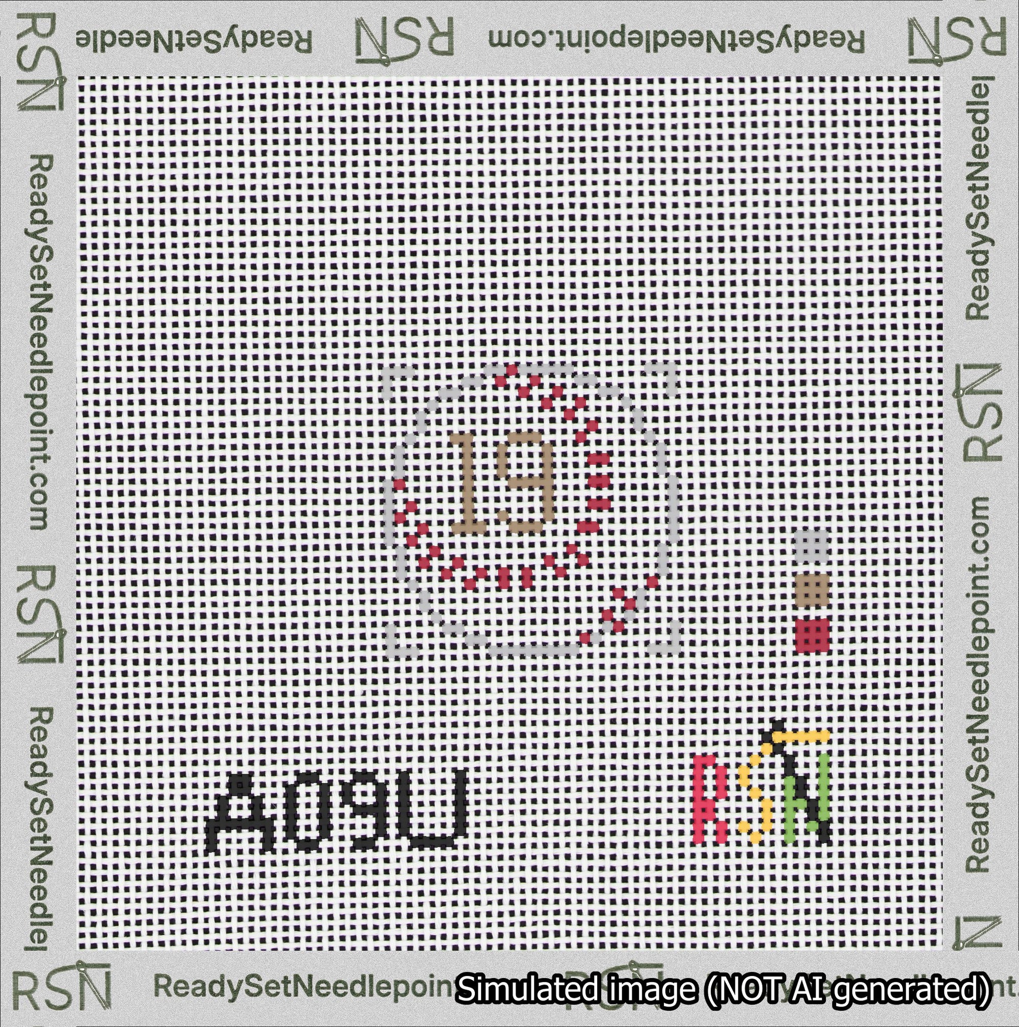 Baseball Bag Charm Brown 0-49 Needlepoint Canvas Design