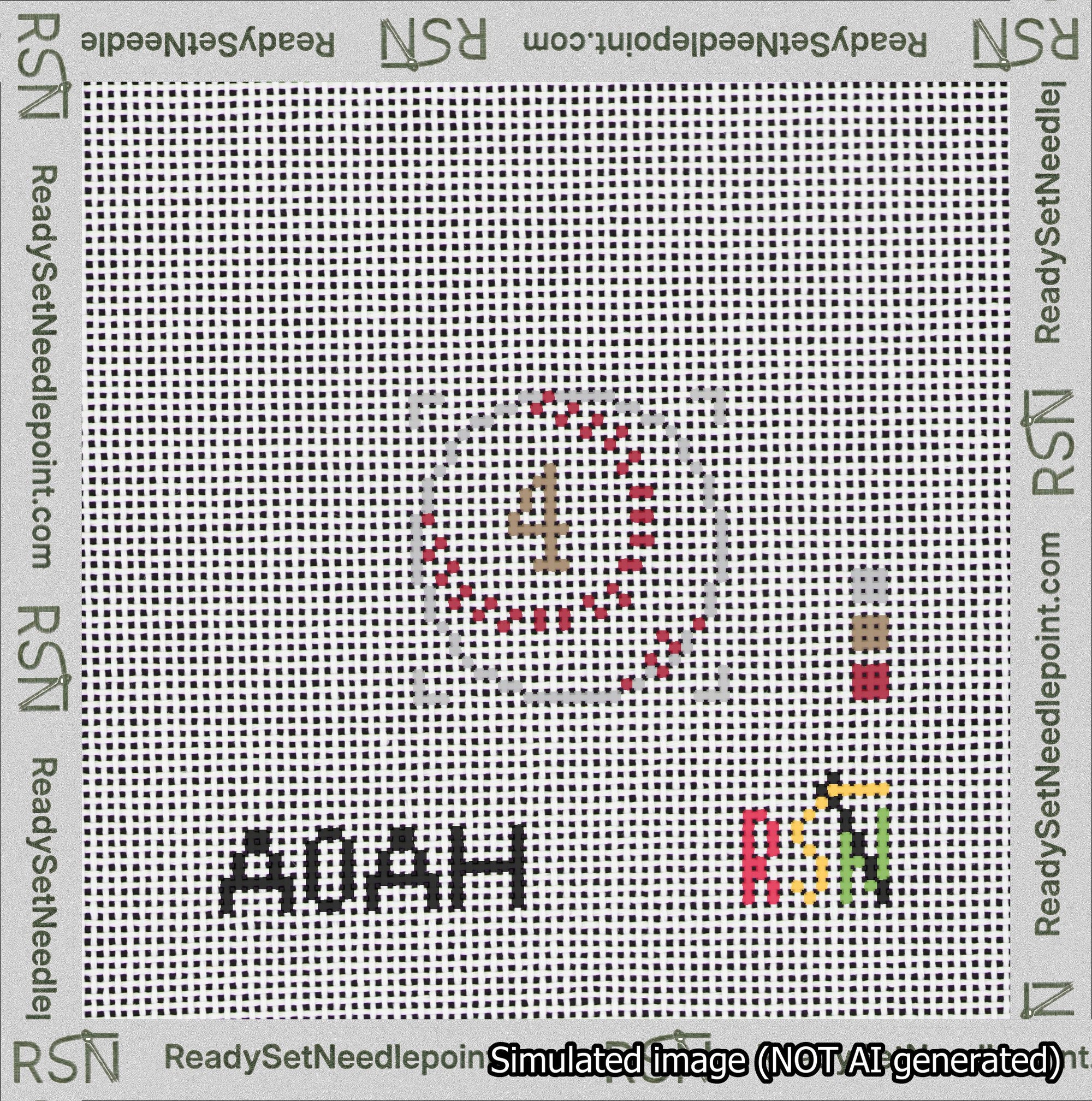 Baseball Bag Charm Brown 0-49 Needlepoint Canvas Design