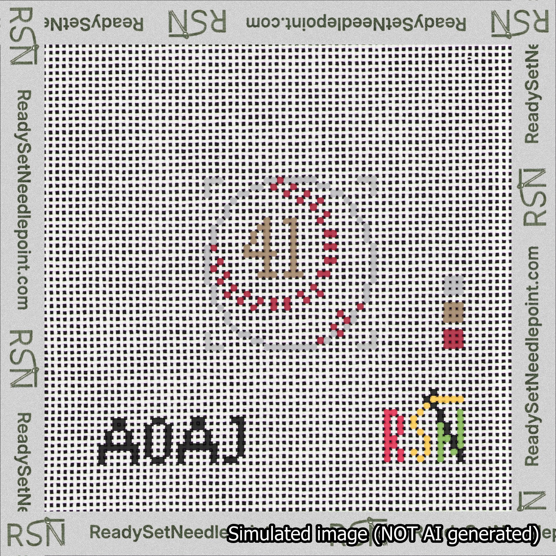 Baseball Bag Charm Brown 0-49 Needlepoint Canvas Design