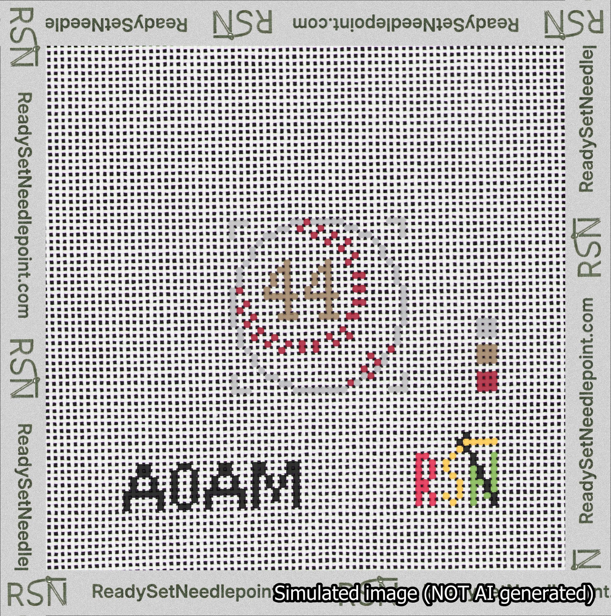 Baseball Bag Charm Brown 0-49 Needlepoint Canvas Design