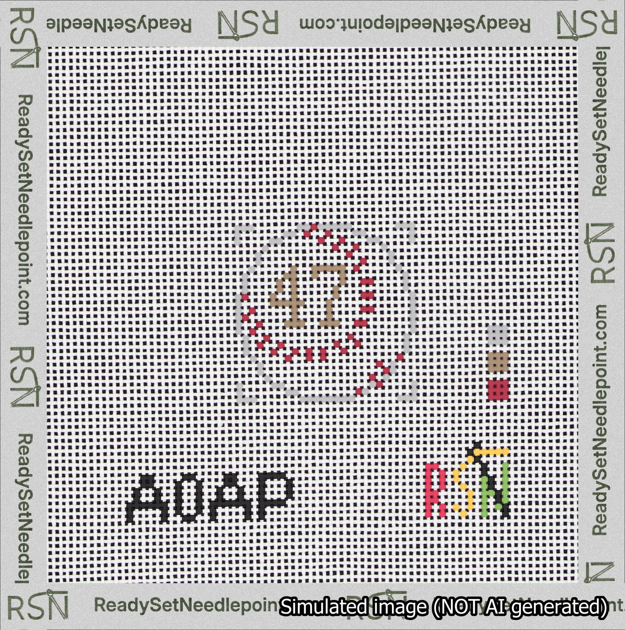 Baseball Bag Charm Brown 0-49 Needlepoint Canvas Design