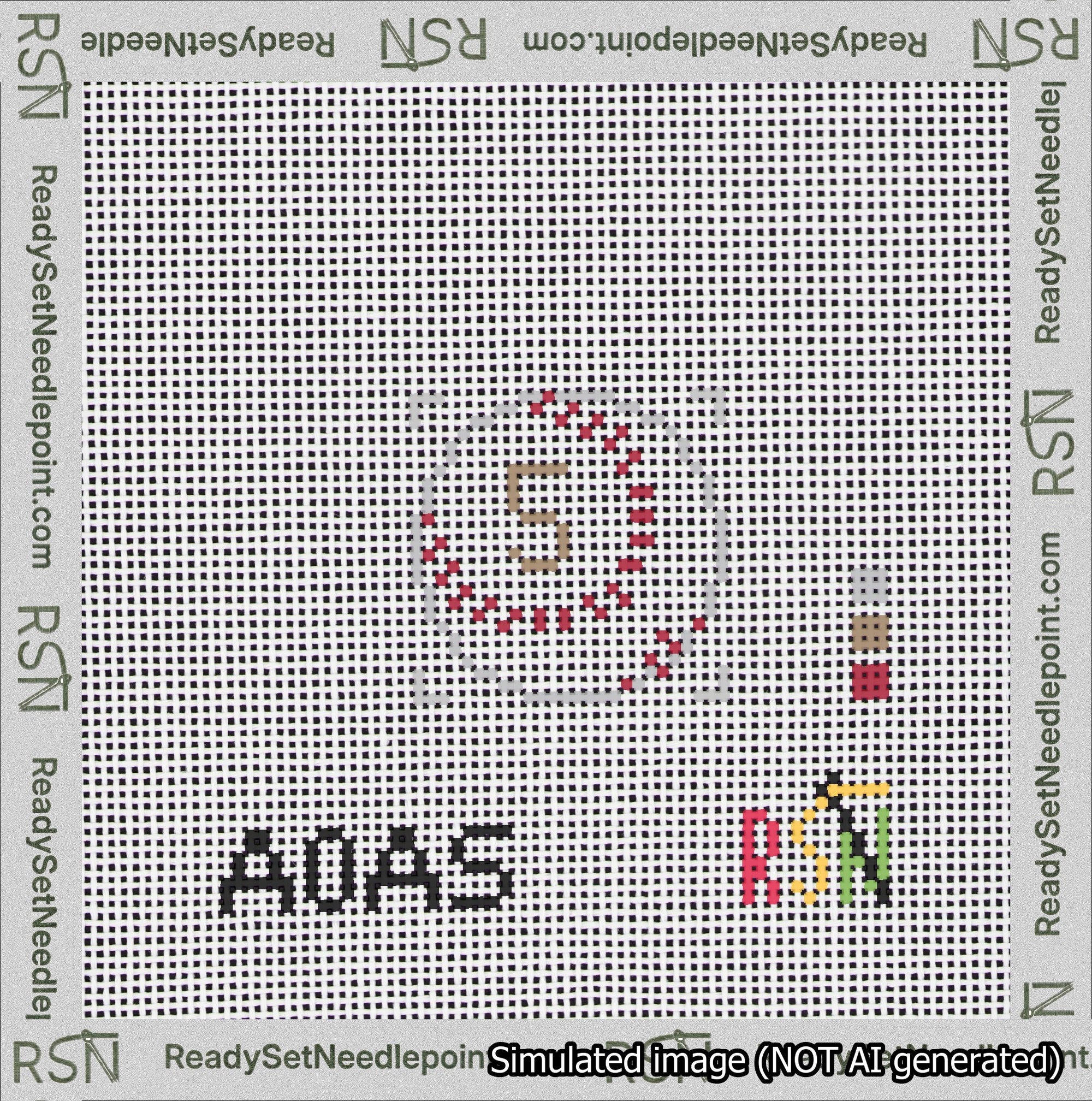 Baseball Bag Charm Brown 0-49 Needlepoint Canvas Design