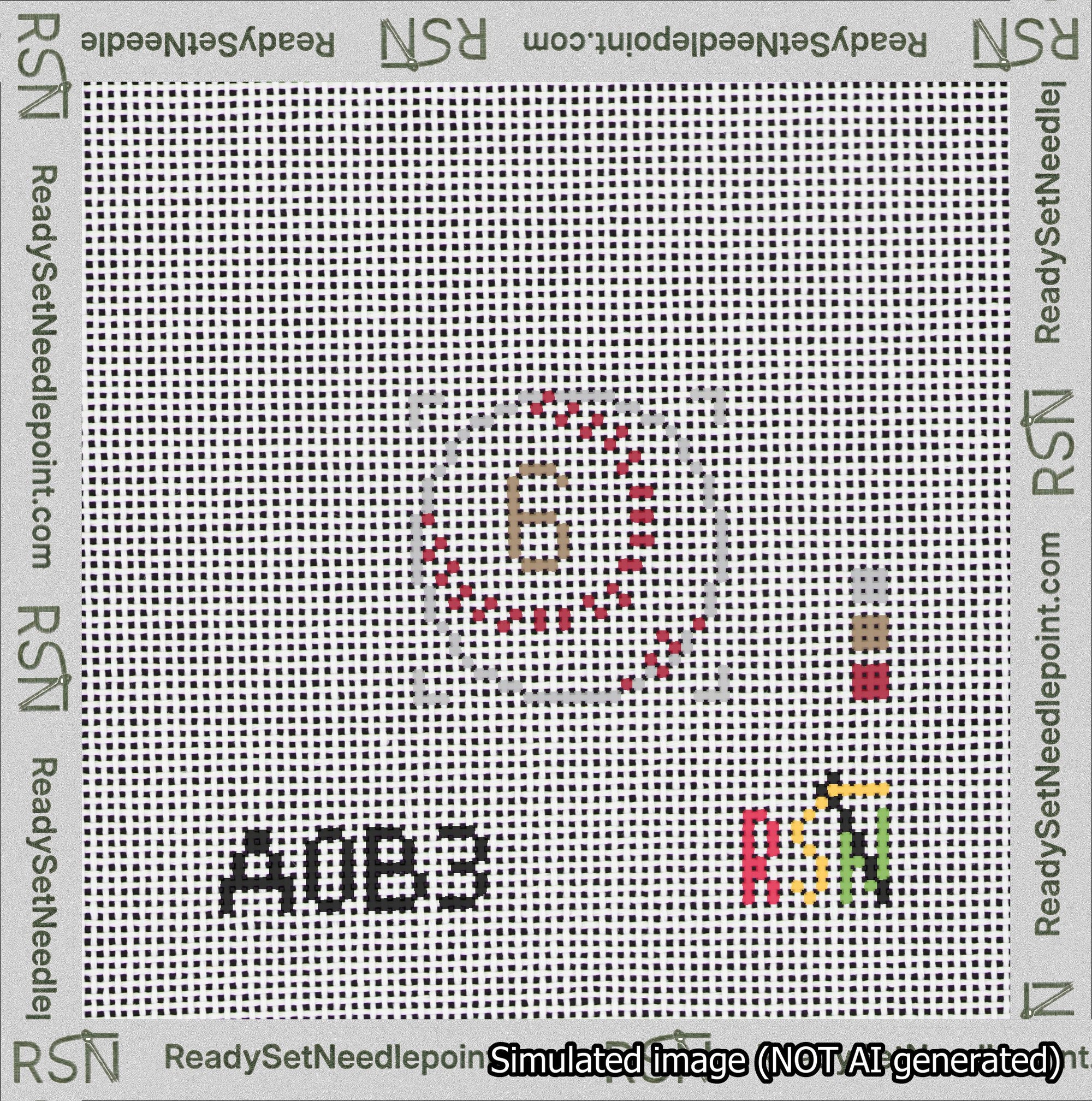 Baseball Bag Charm Brown 0-49 Needlepoint Canvas Design