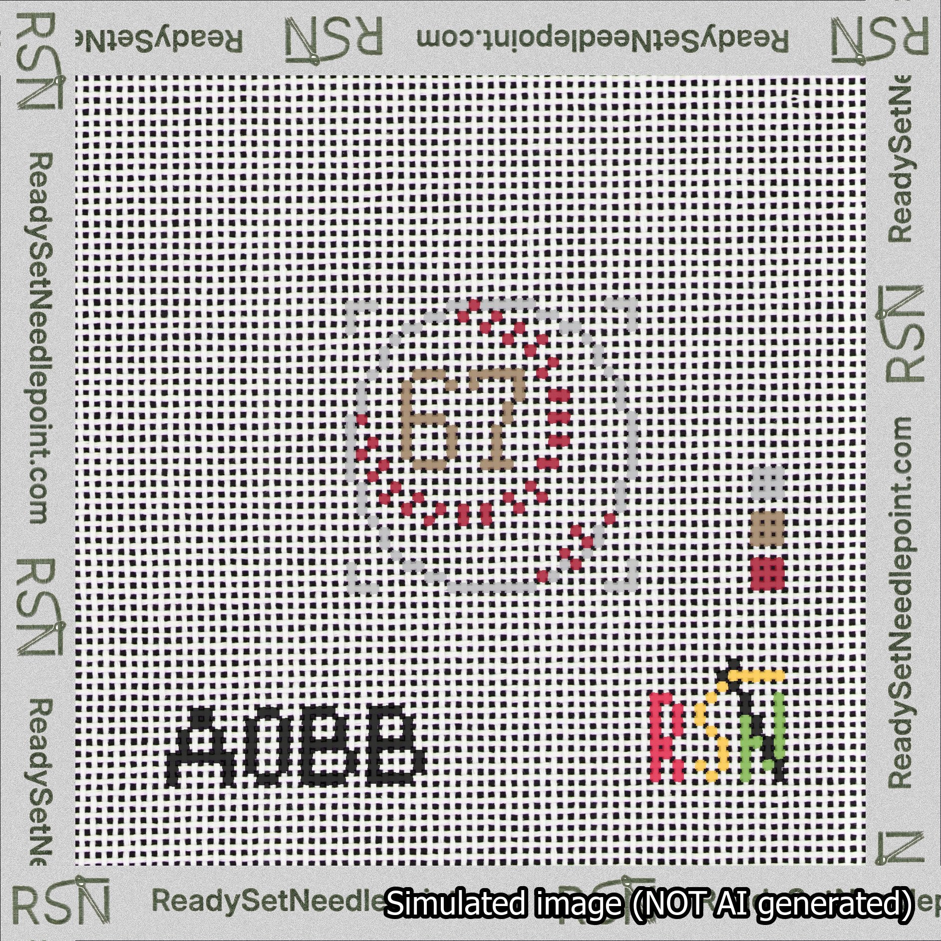 Baseball Bag Charm Brown 50-99 Needlepoint Canvas Design