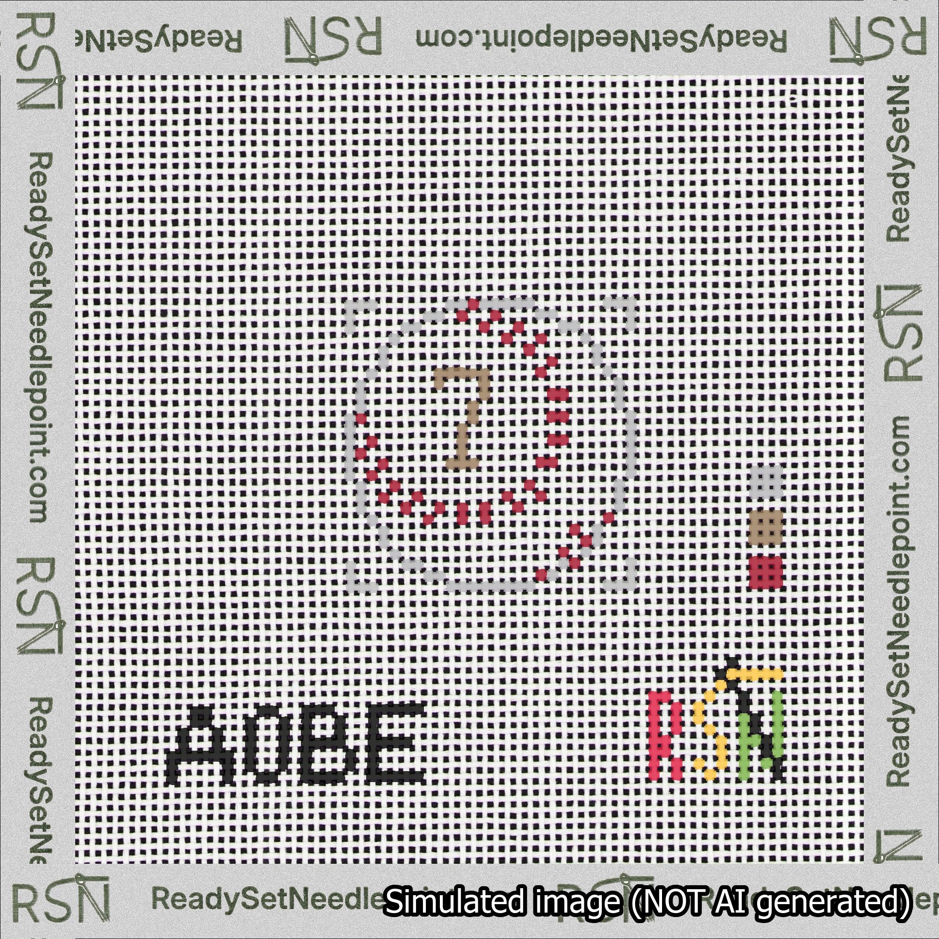 Baseball Bag Charm Brown 0-49 Needlepoint Canvas Design