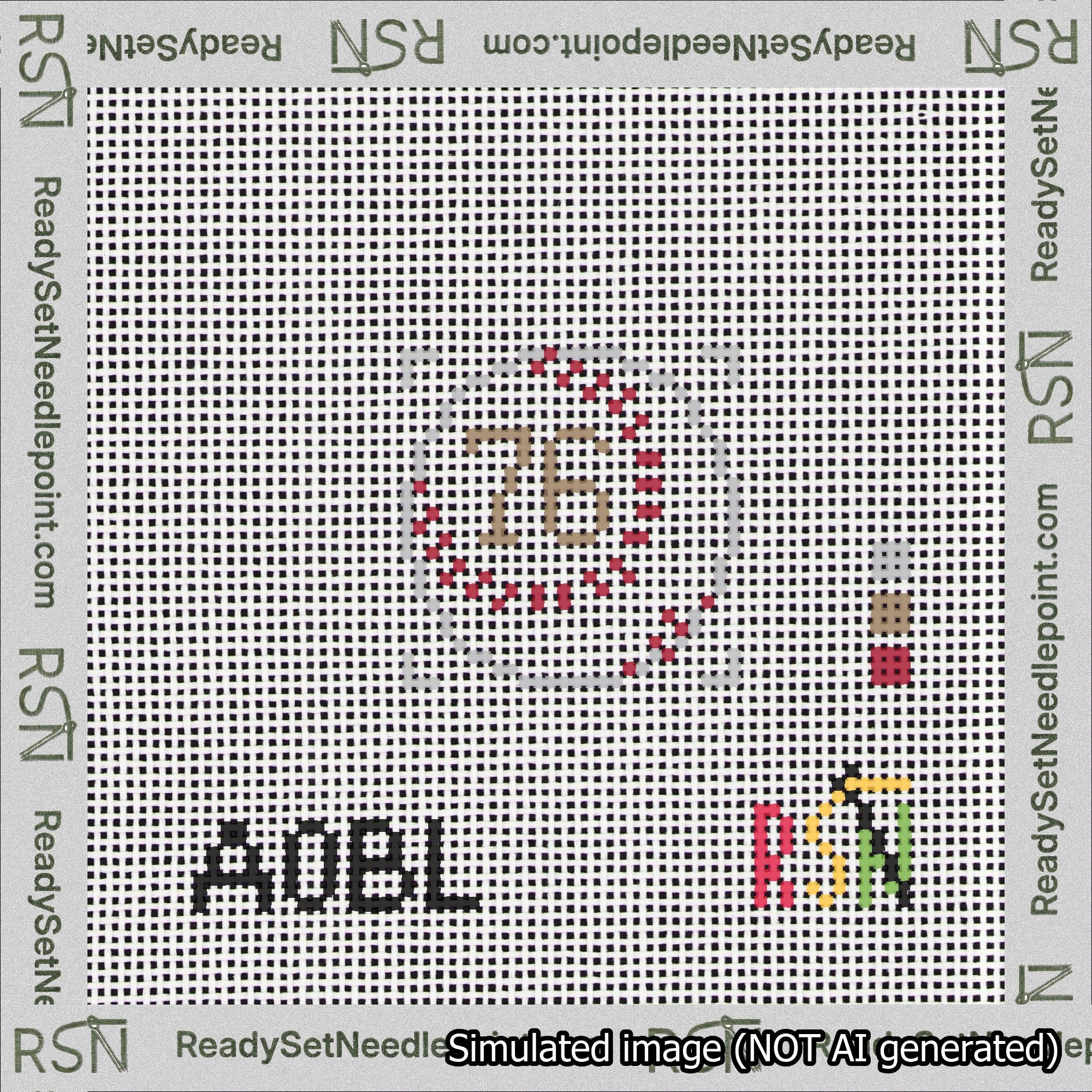 Baseball Bag Charm Brown 50-99 Needlepoint Canvas Design