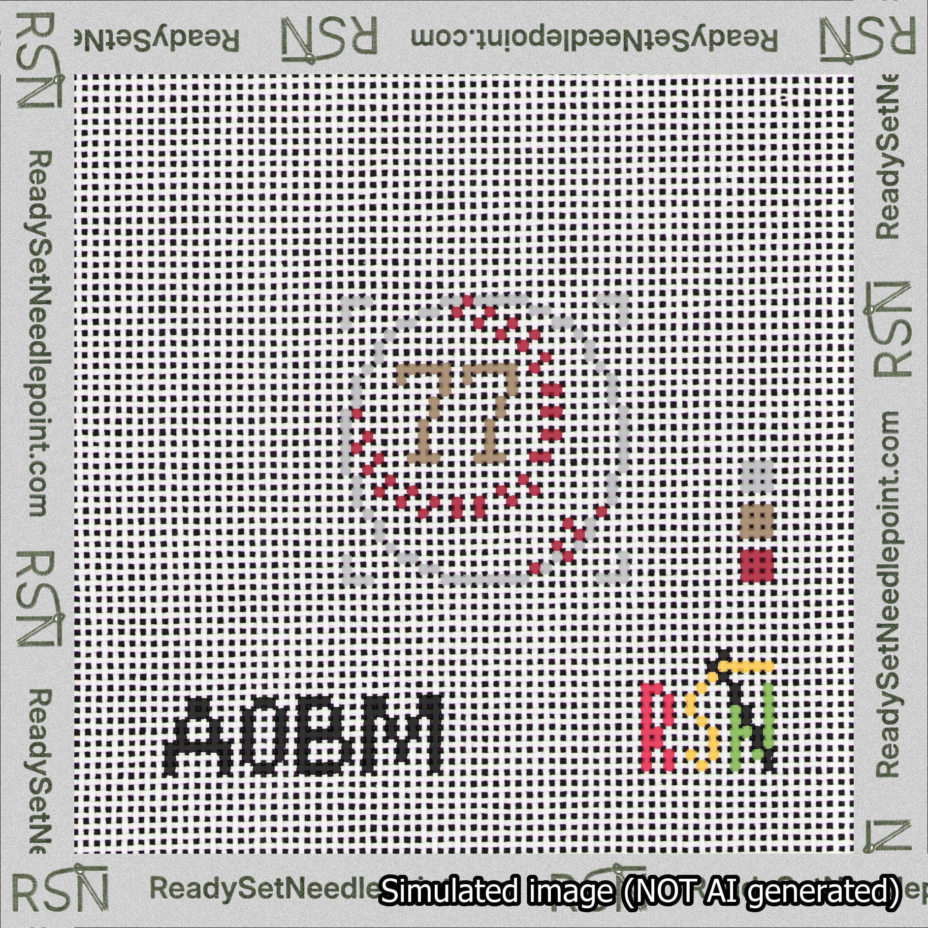 Baseball Bag Charm Brown 50-99 Needlepoint Canvas Design