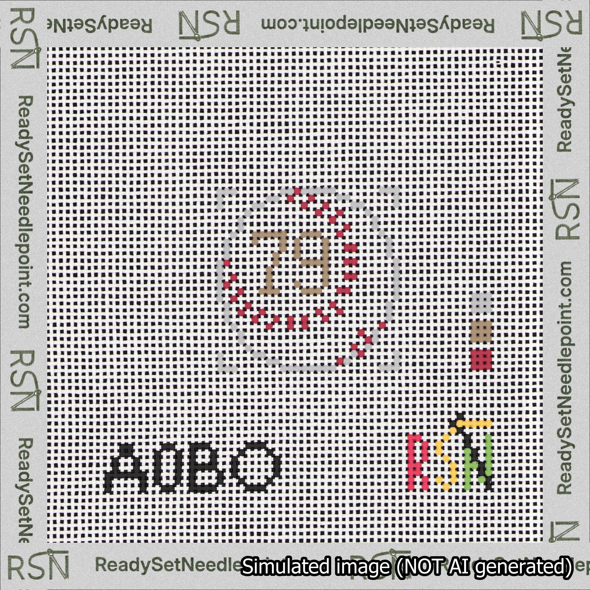 Baseball Bag Charm Brown 50-99 Needlepoint Canvas Design