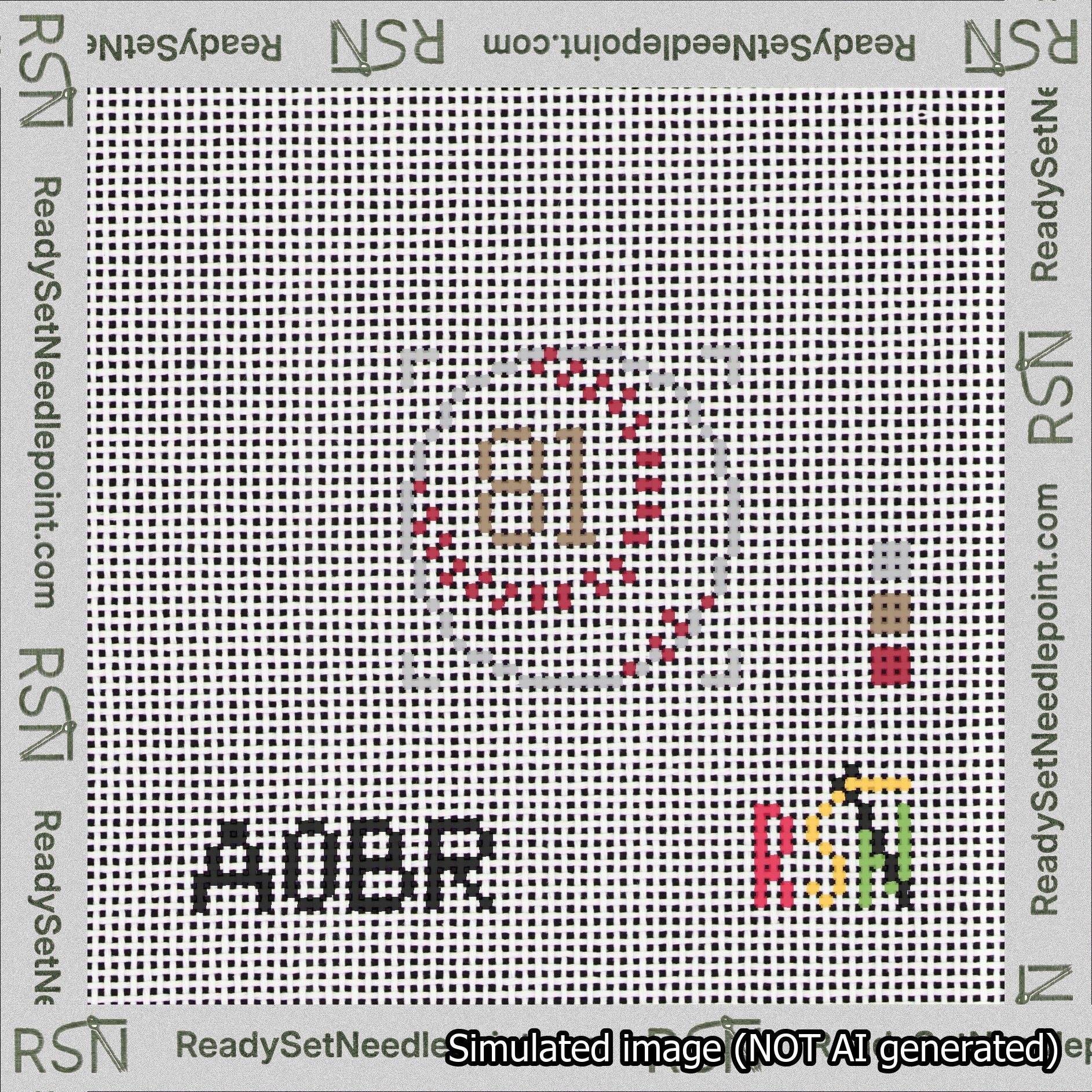 Baseball Bag Charm Brown 50-99 Needlepoint Canvas Design