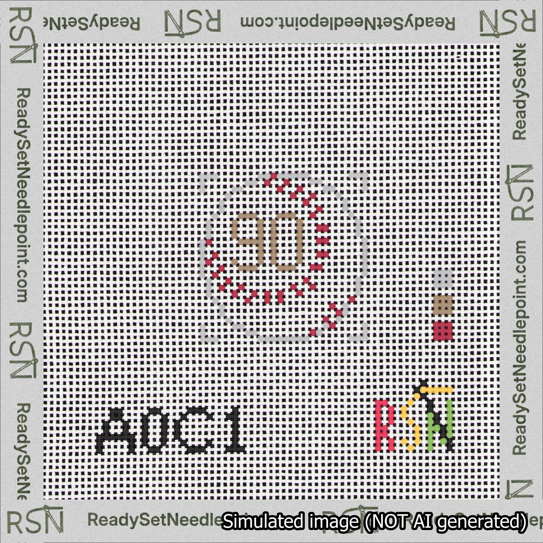 Baseball Bag Charm Brown 50-99 Needlepoint Canvas Design