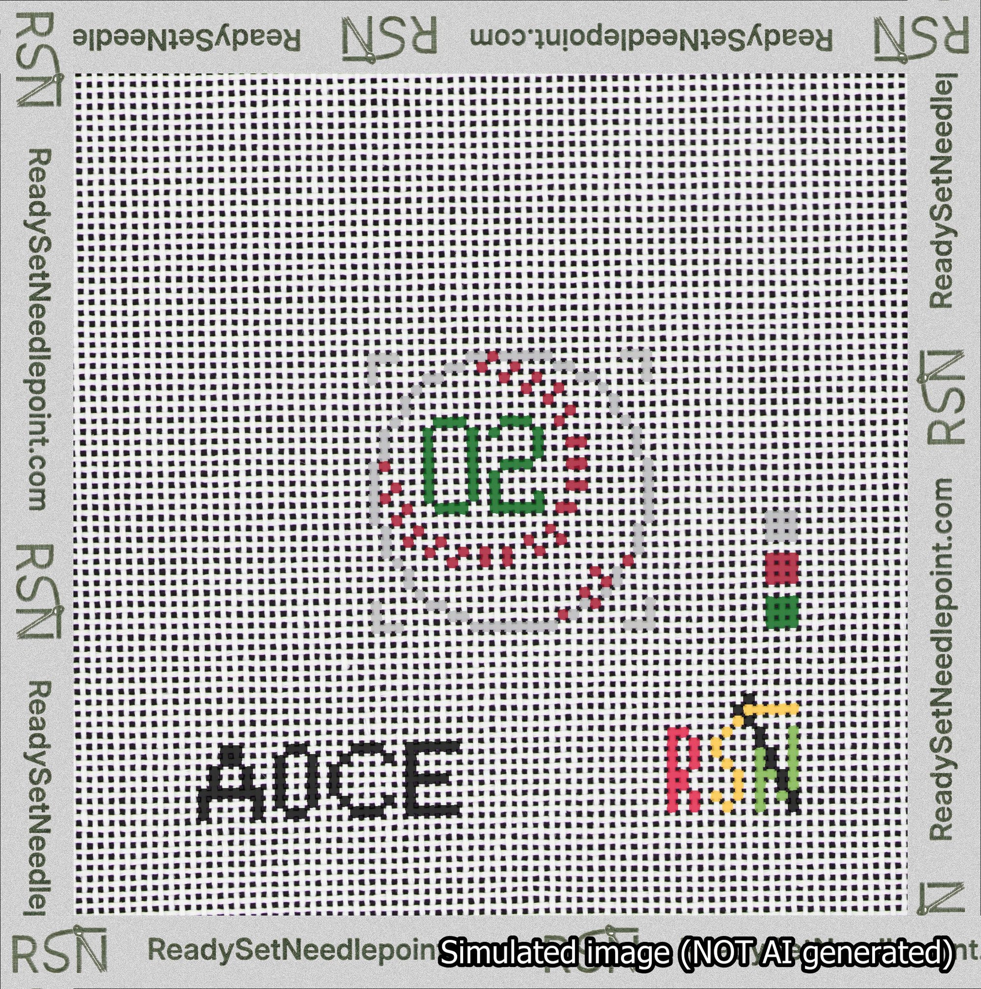 Baseball Bag Charm Green 0-49 Needlepoint Canvas Design