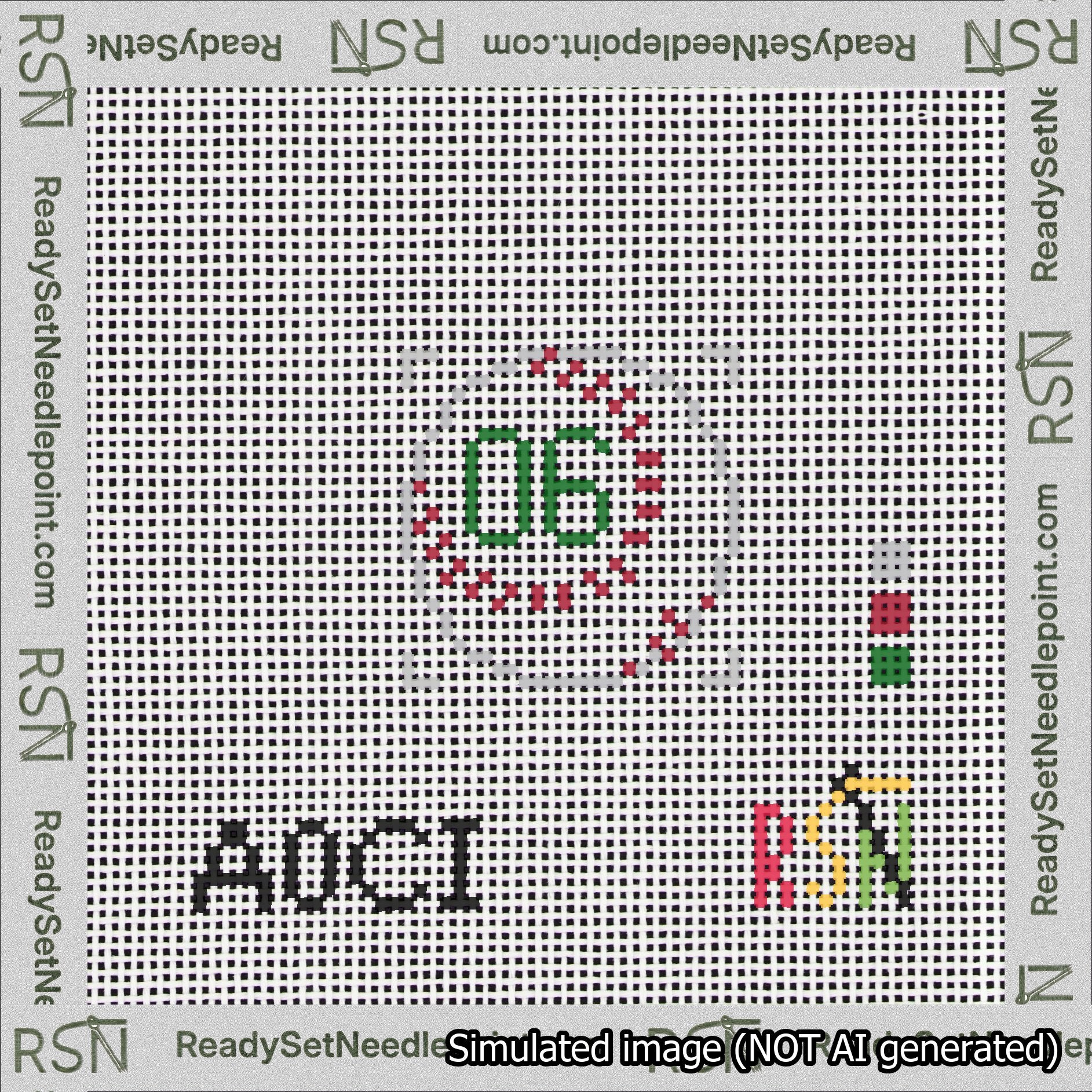 Baseball Bag Charm Green 0-49 Needlepoint Canvas Design