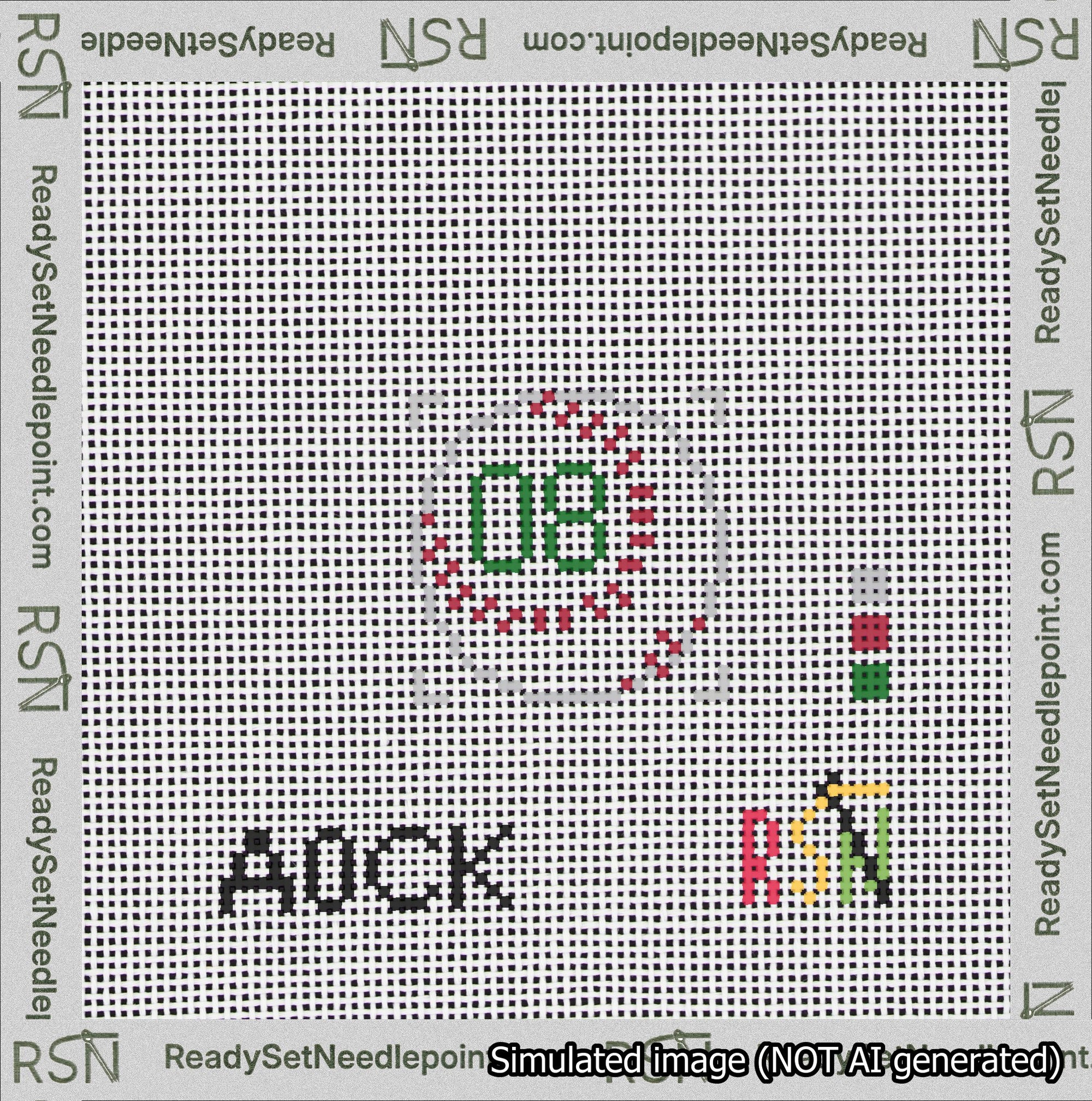 Baseball Bag Charm Green 0-49 Needlepoint Canvas Design