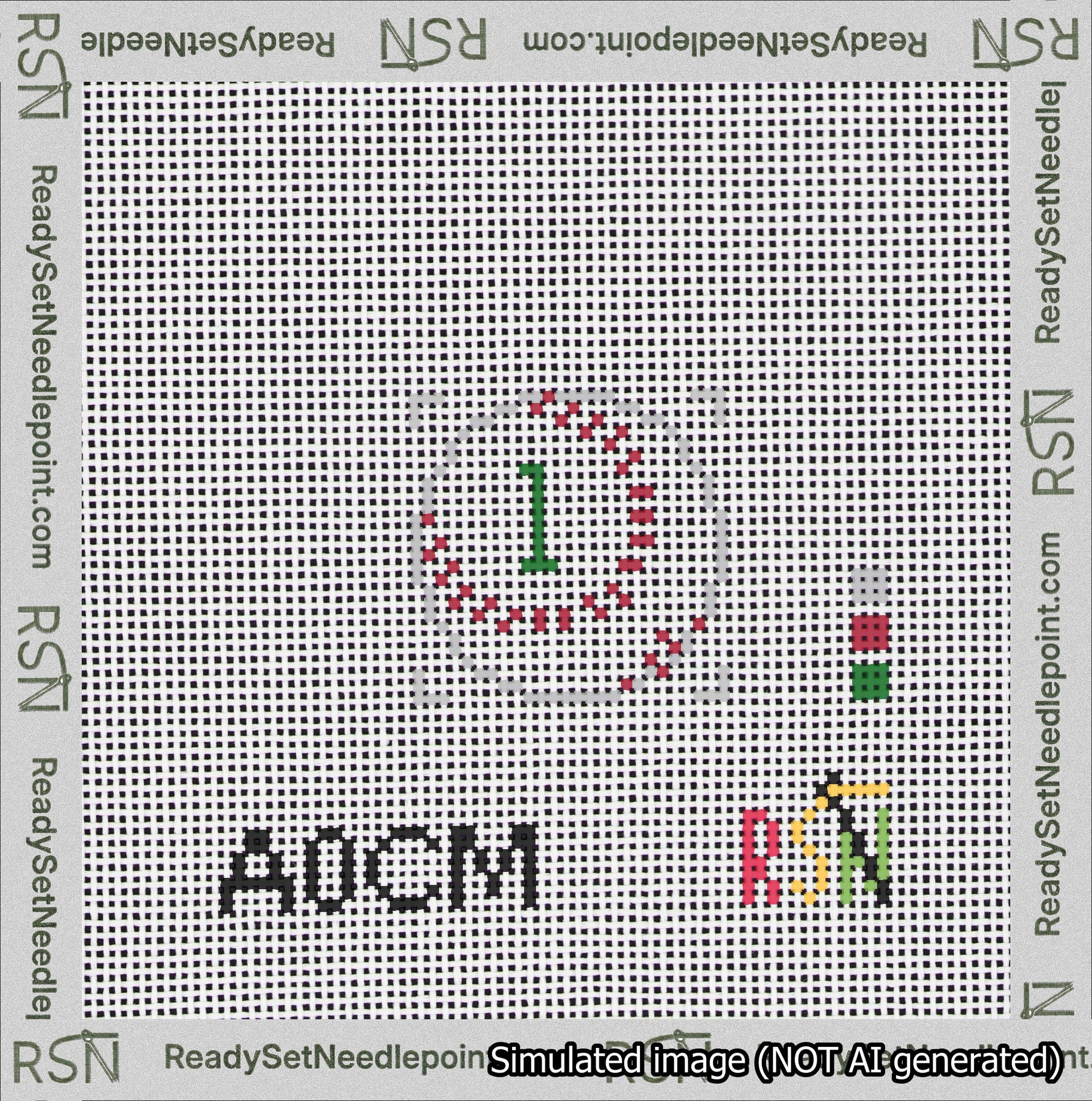 Baseball Bag Charm Green 0-49 Needlepoint Canvas Design