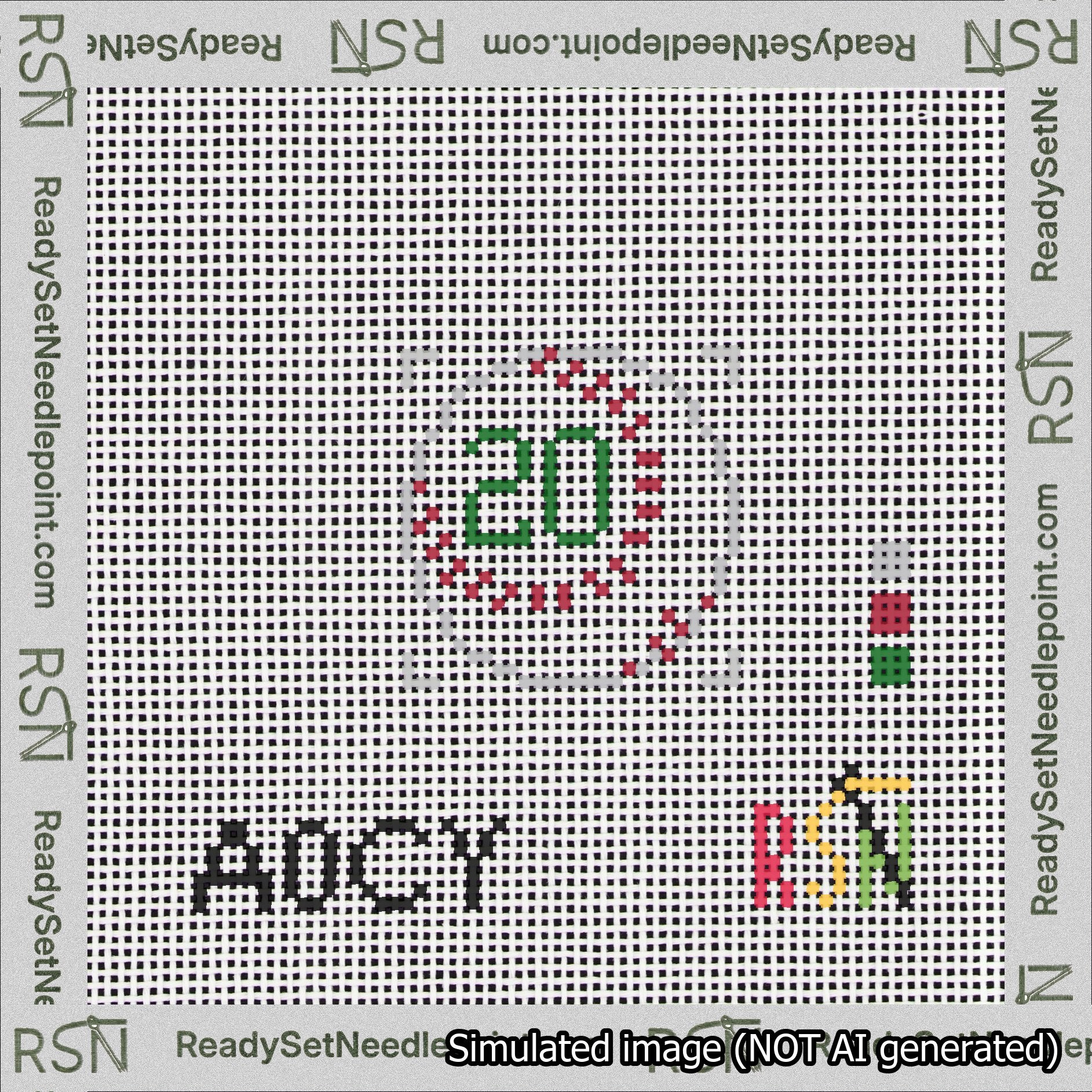 Baseball Bag Charm Green 0-49 Needlepoint Canvas Design