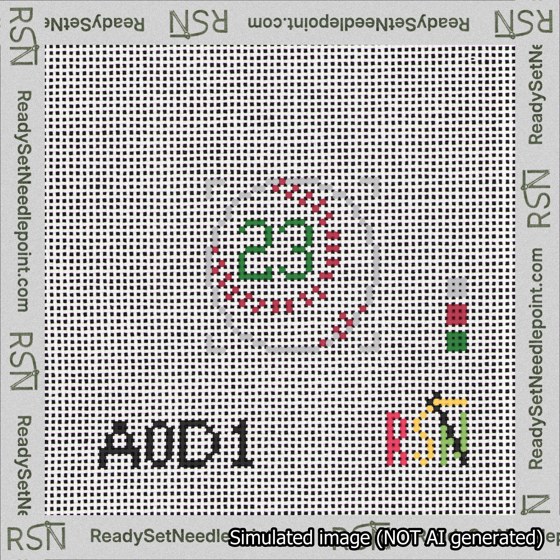 Baseball Bag Charm Green 0-49 Needlepoint Canvas Design