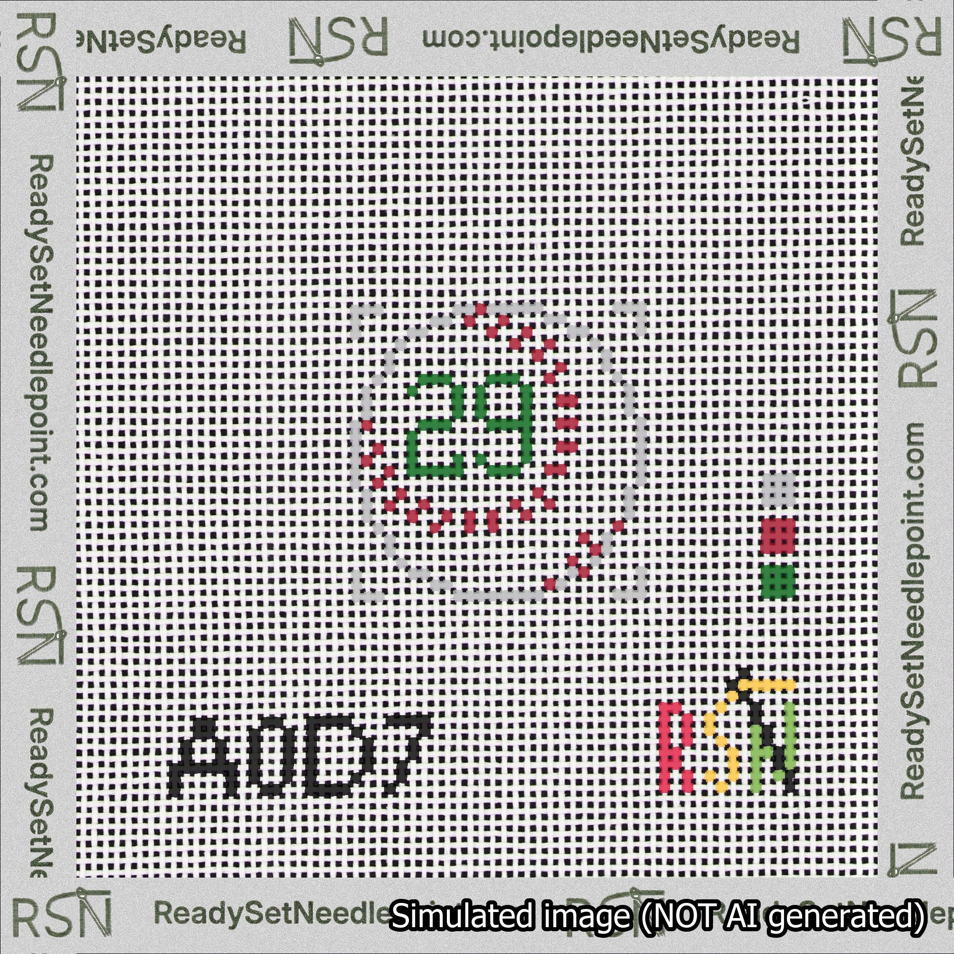 Baseball Bag Charm Green 0-49 Needlepoint Canvas Design