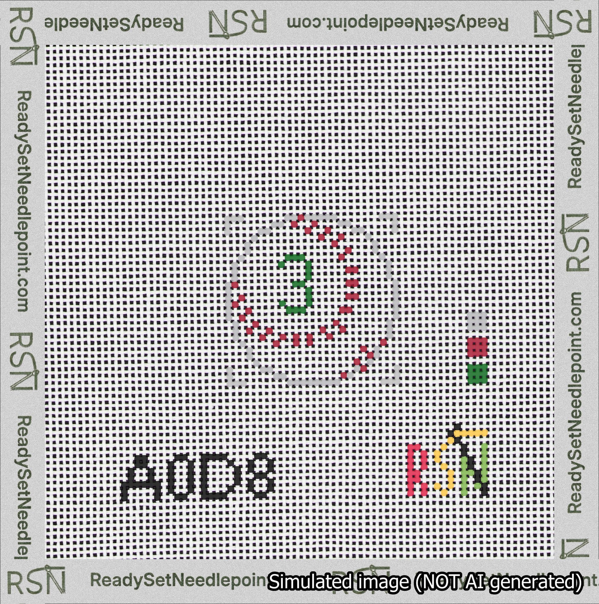 Baseball Bag Charm Green 0-49 Needlepoint Canvas Design