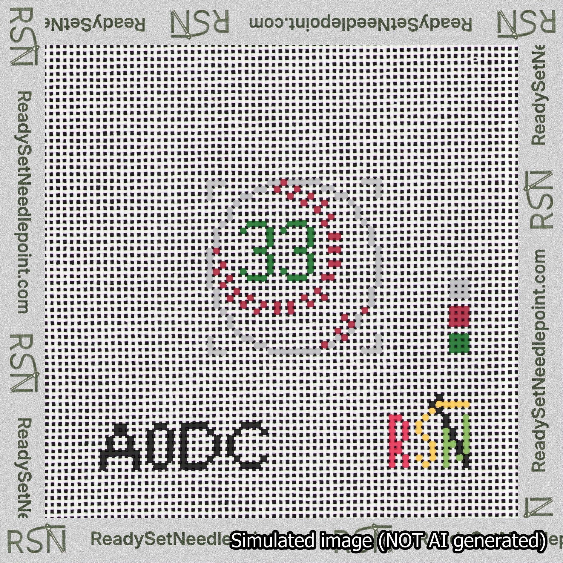 Baseball Bag Charm Green 0-49 Needlepoint Canvas Design