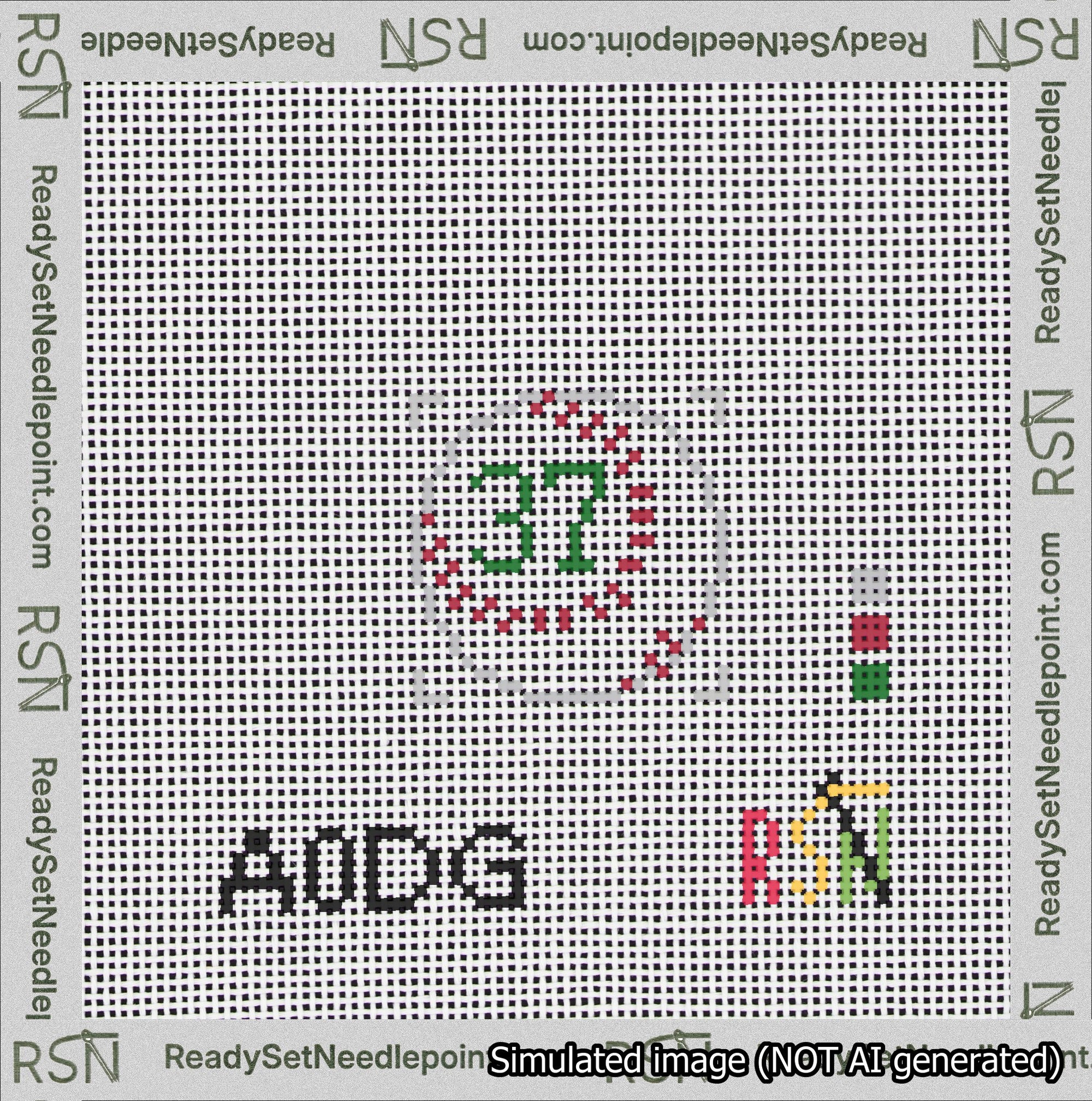 Baseball Bag Charm Green 0-49 Needlepoint Canvas Design