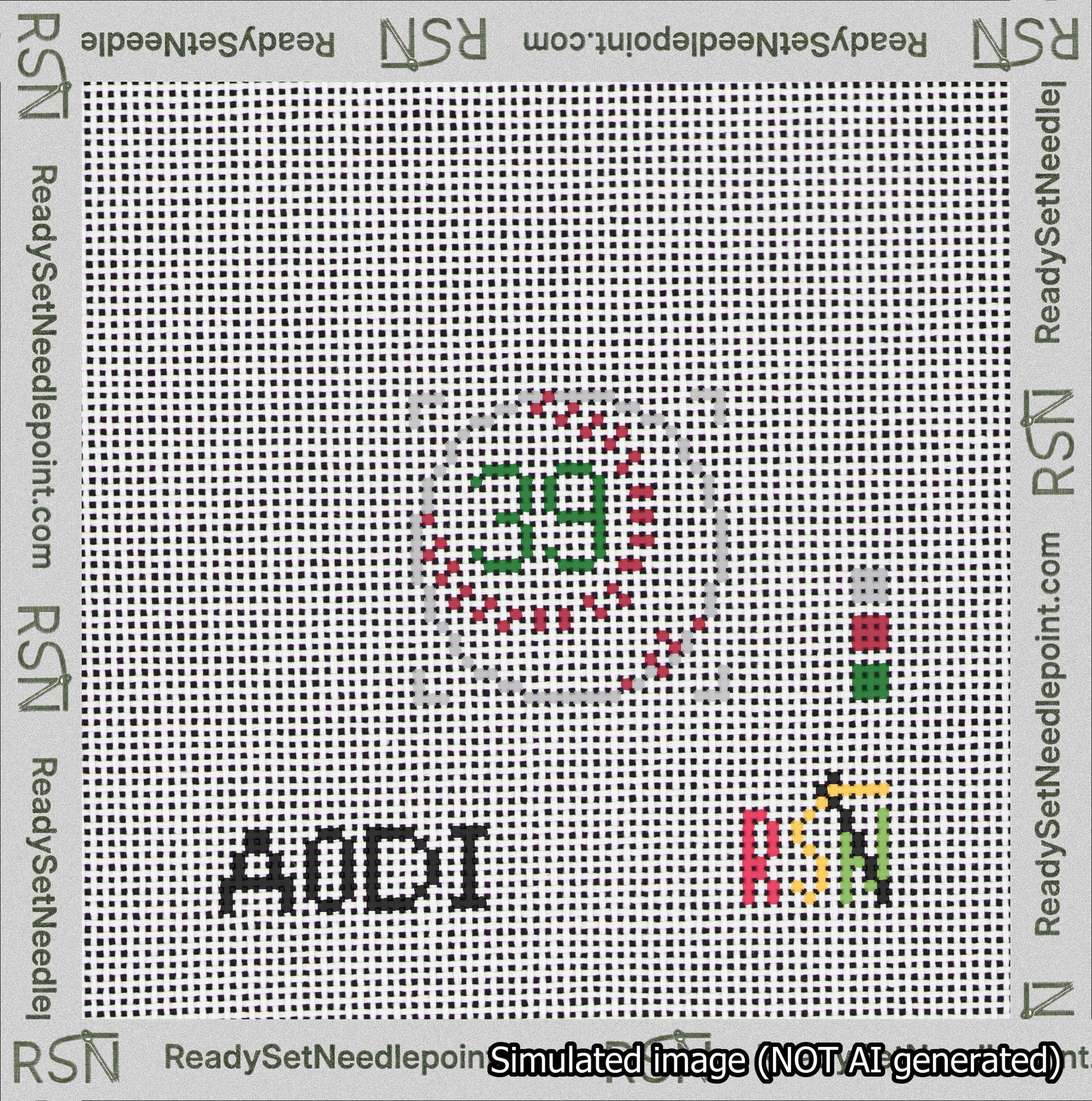 Baseball Bag Charm Green 0-49 Needlepoint Canvas Design