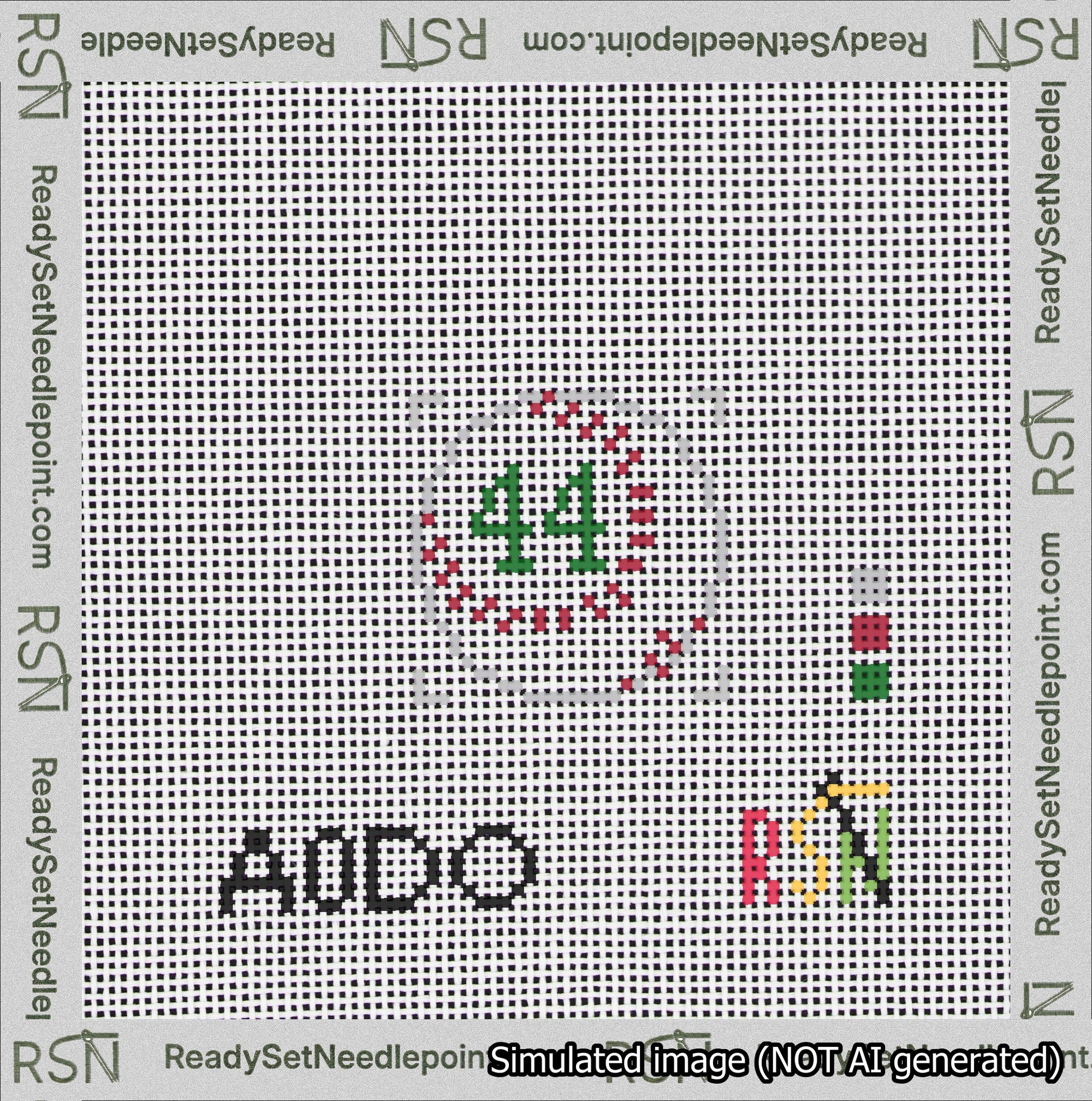 Baseball Bag Charm Green 0-49 Needlepoint Canvas Design