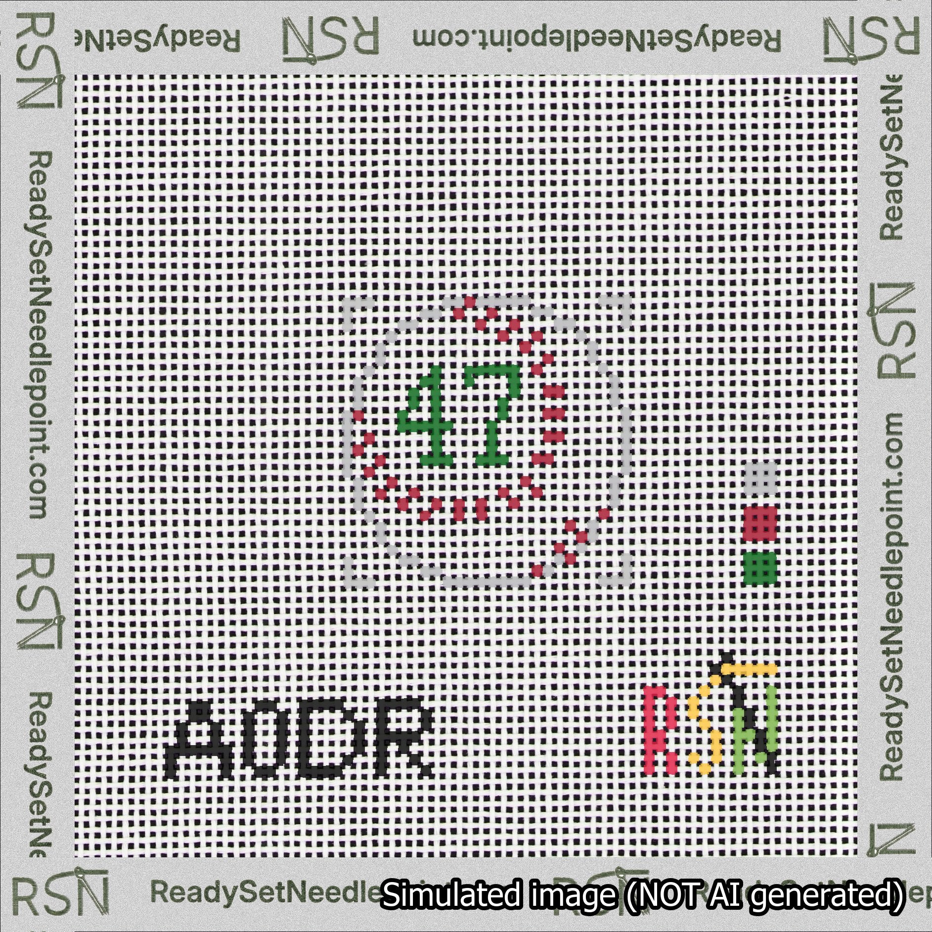 Baseball Bag Charm Green 0-49 Needlepoint Canvas Design