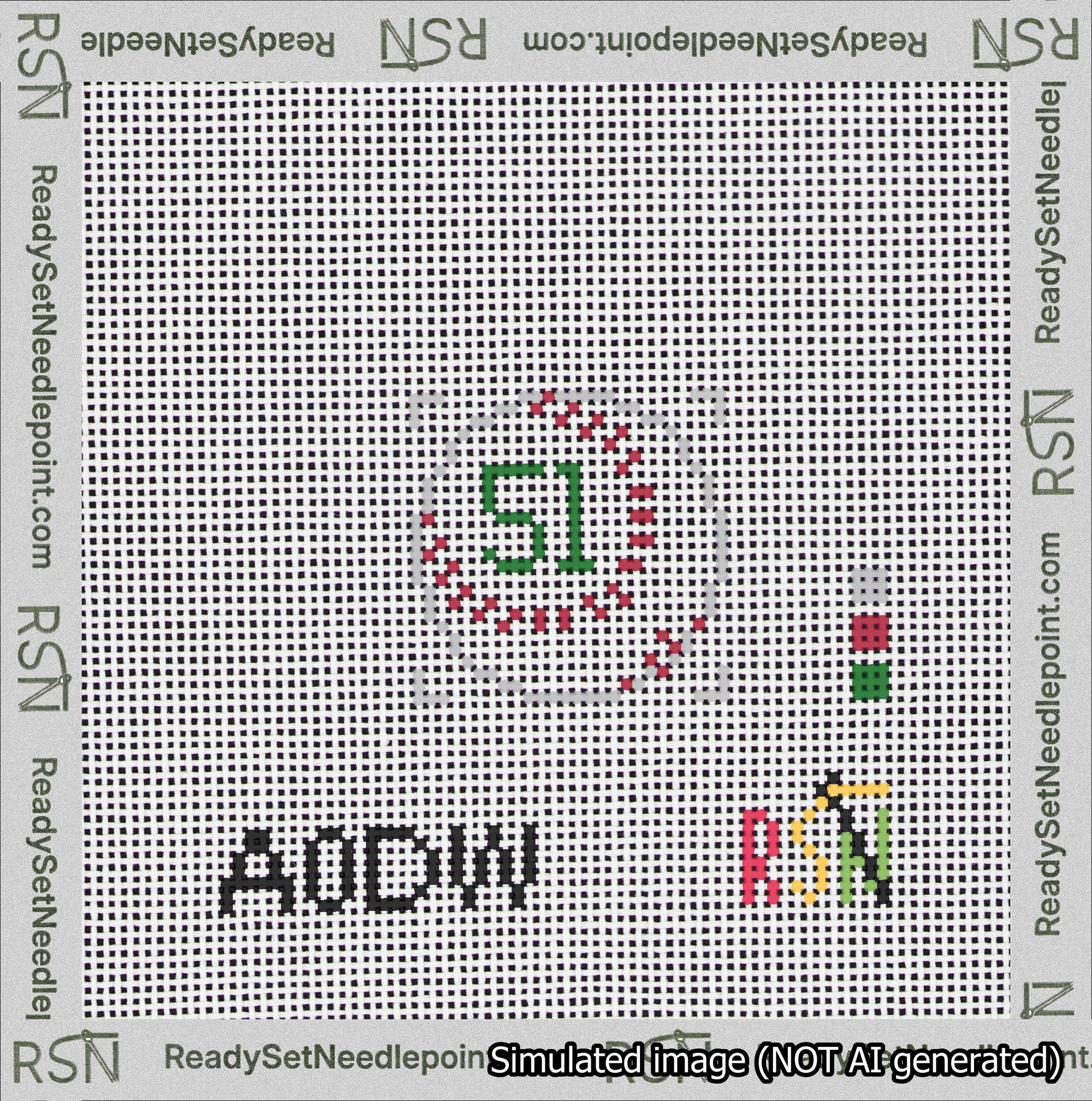 Baseball Bag Charm Green 50-99 Needlepoint Canvas Design