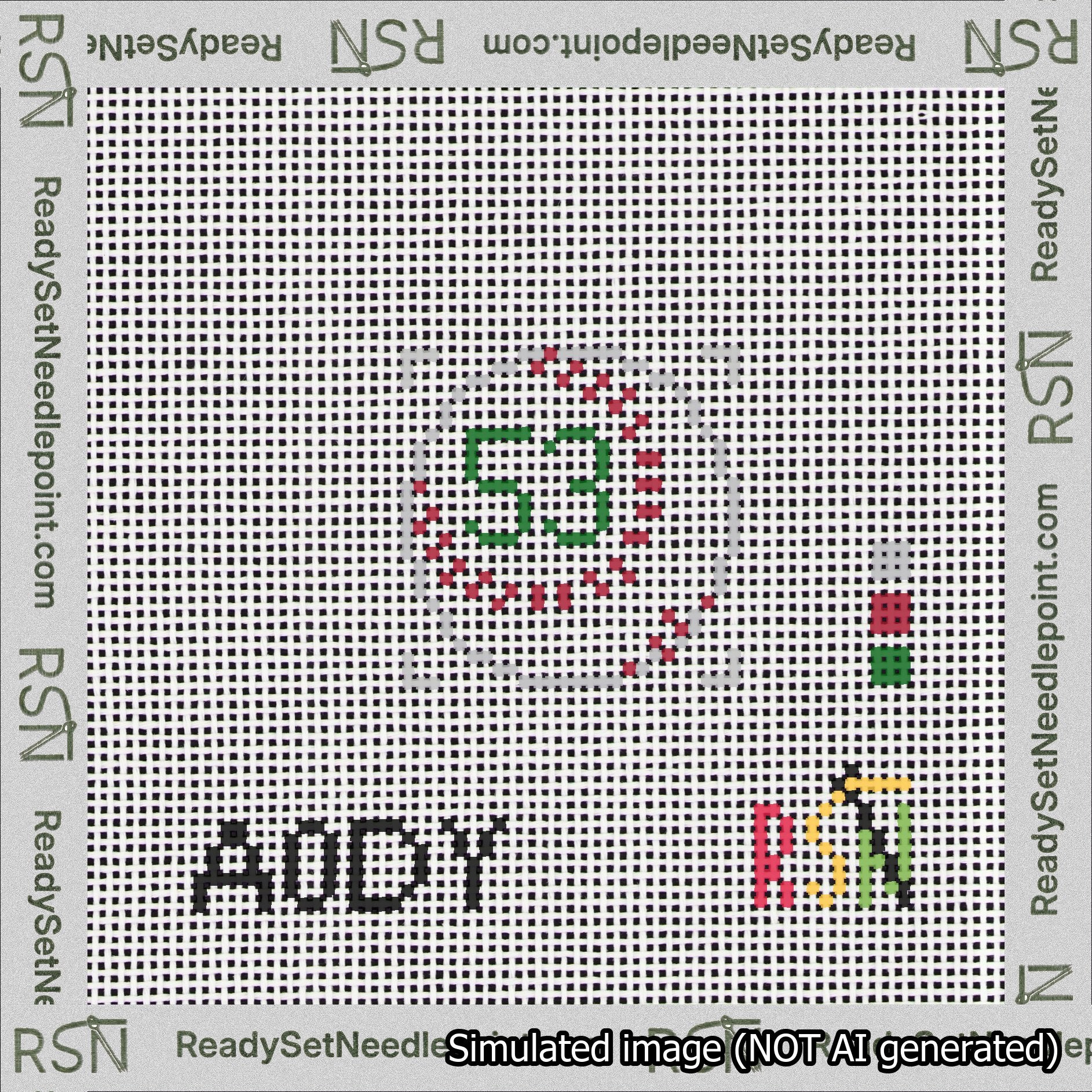 Baseball Bag Charm Green 50-99 Needlepoint Canvas Design