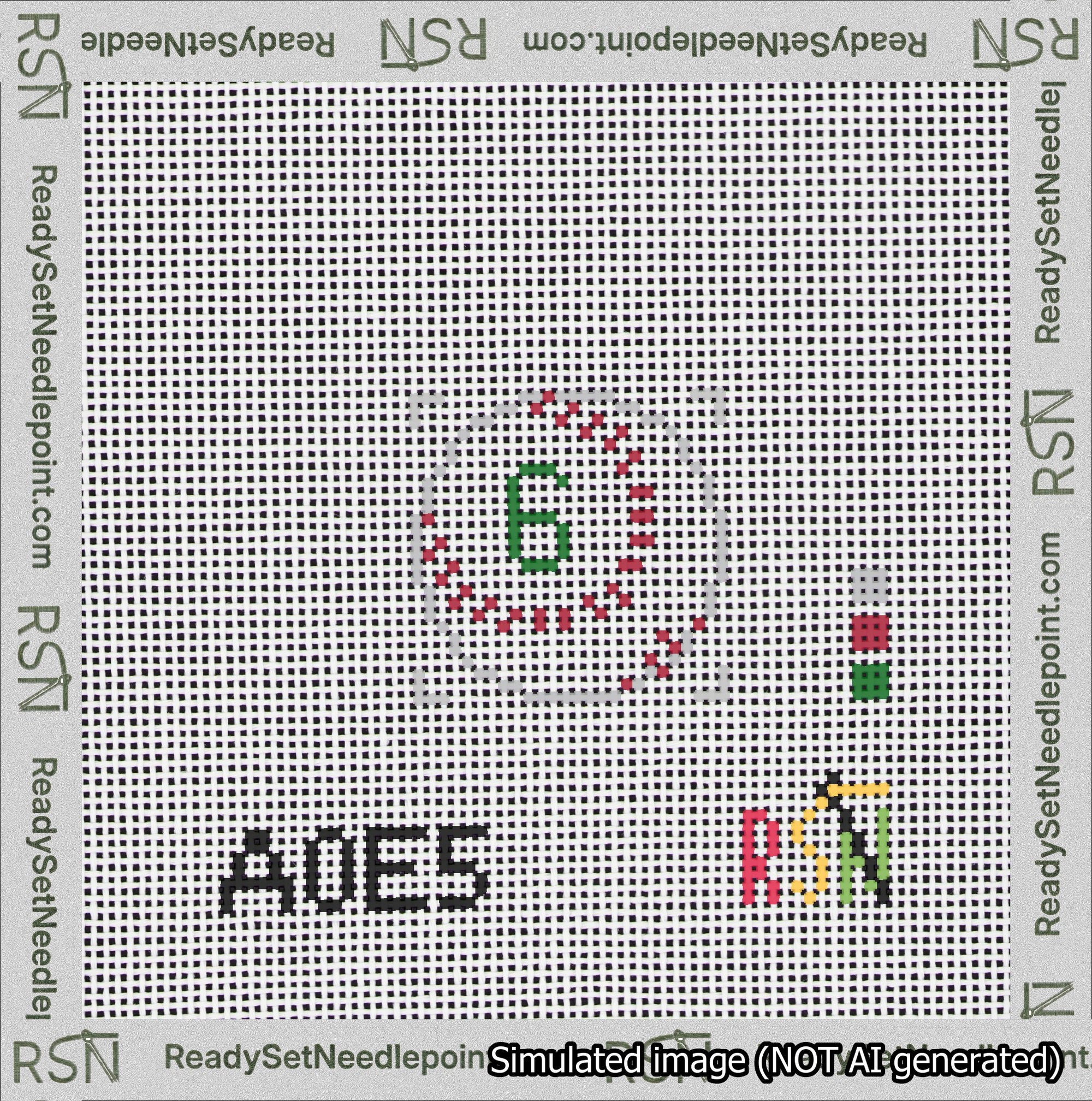 Baseball Bag Charm Green 0-49 Needlepoint Canvas Design