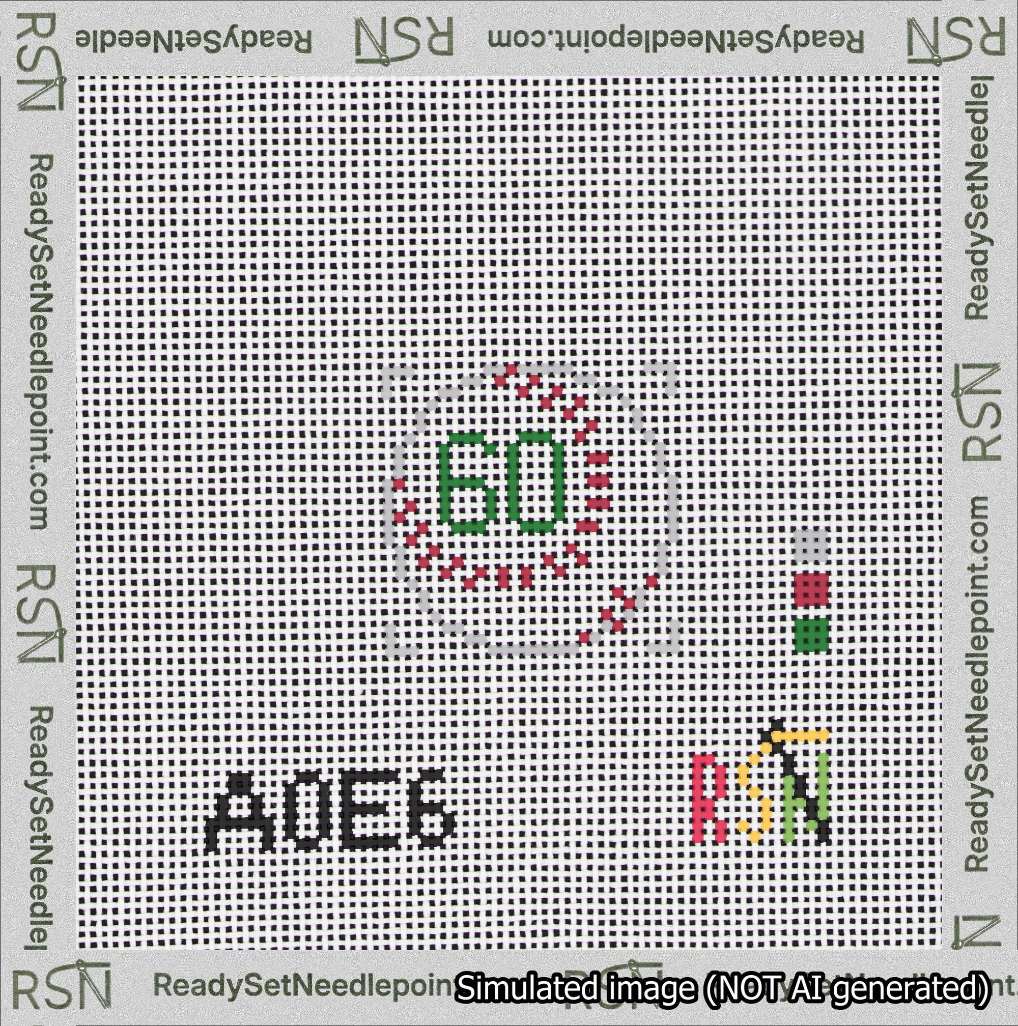 Baseball Bag Charm Green 50-99 Needlepoint Canvas Design