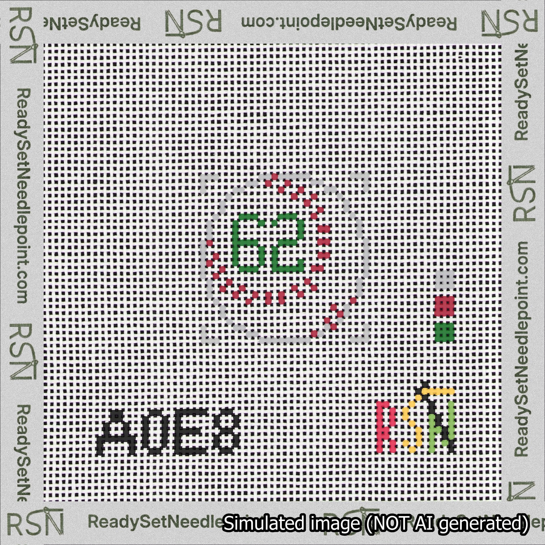 Baseball Bag Charm Green 50-99 Needlepoint Canvas Design